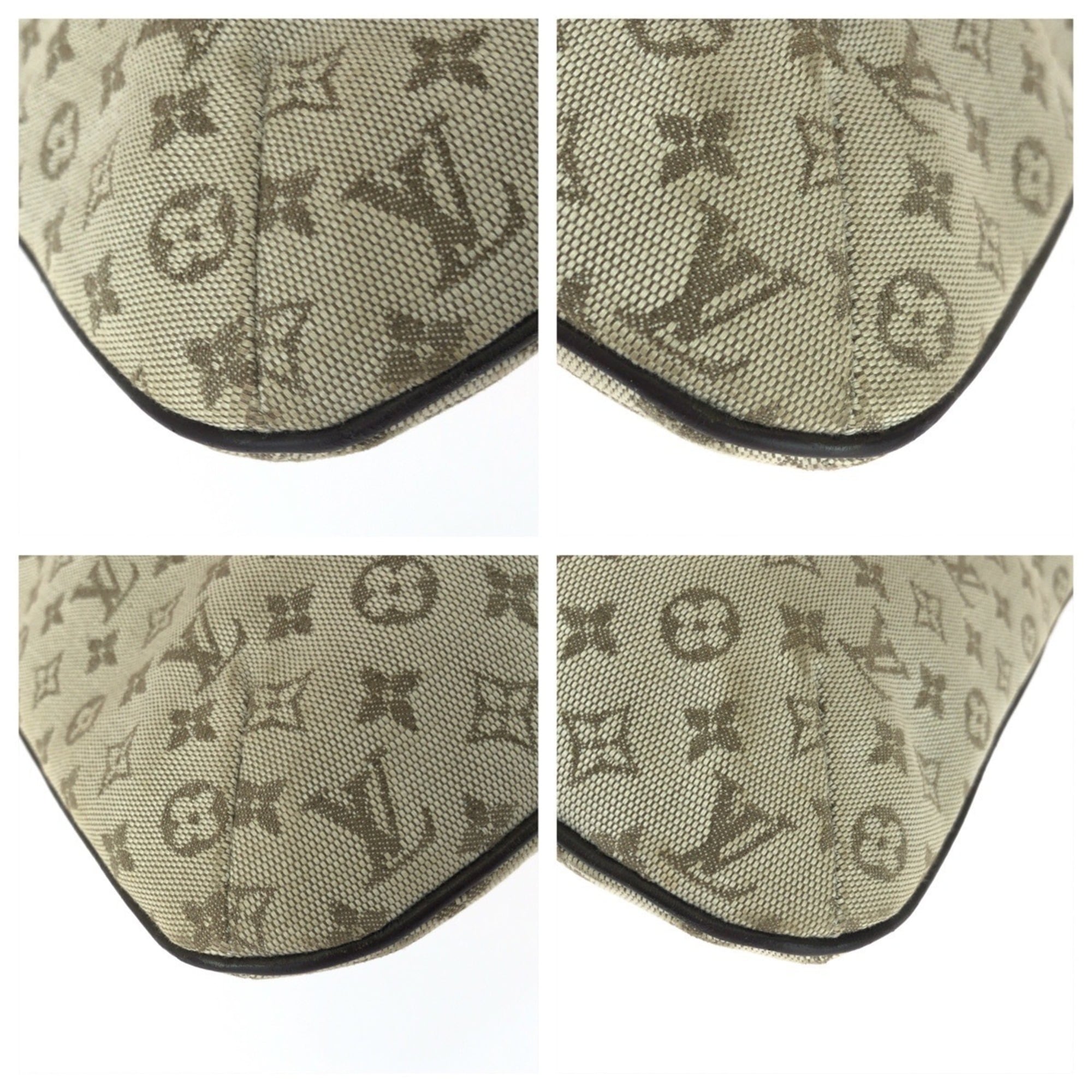 Louis Vuitton Khaki Canvas Leather Shoulder Bag Tote Bag (Pre-Owned)