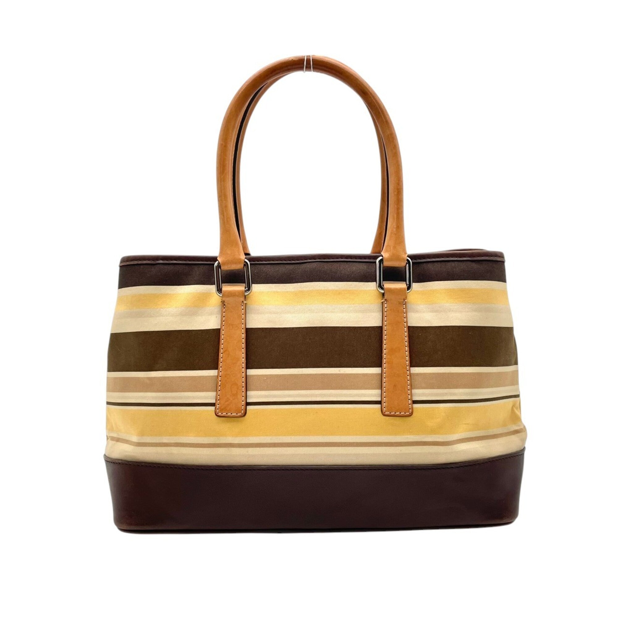 Coach Beige Brown Canvas Leather Handbag Tote Bag (Pre-Owned)