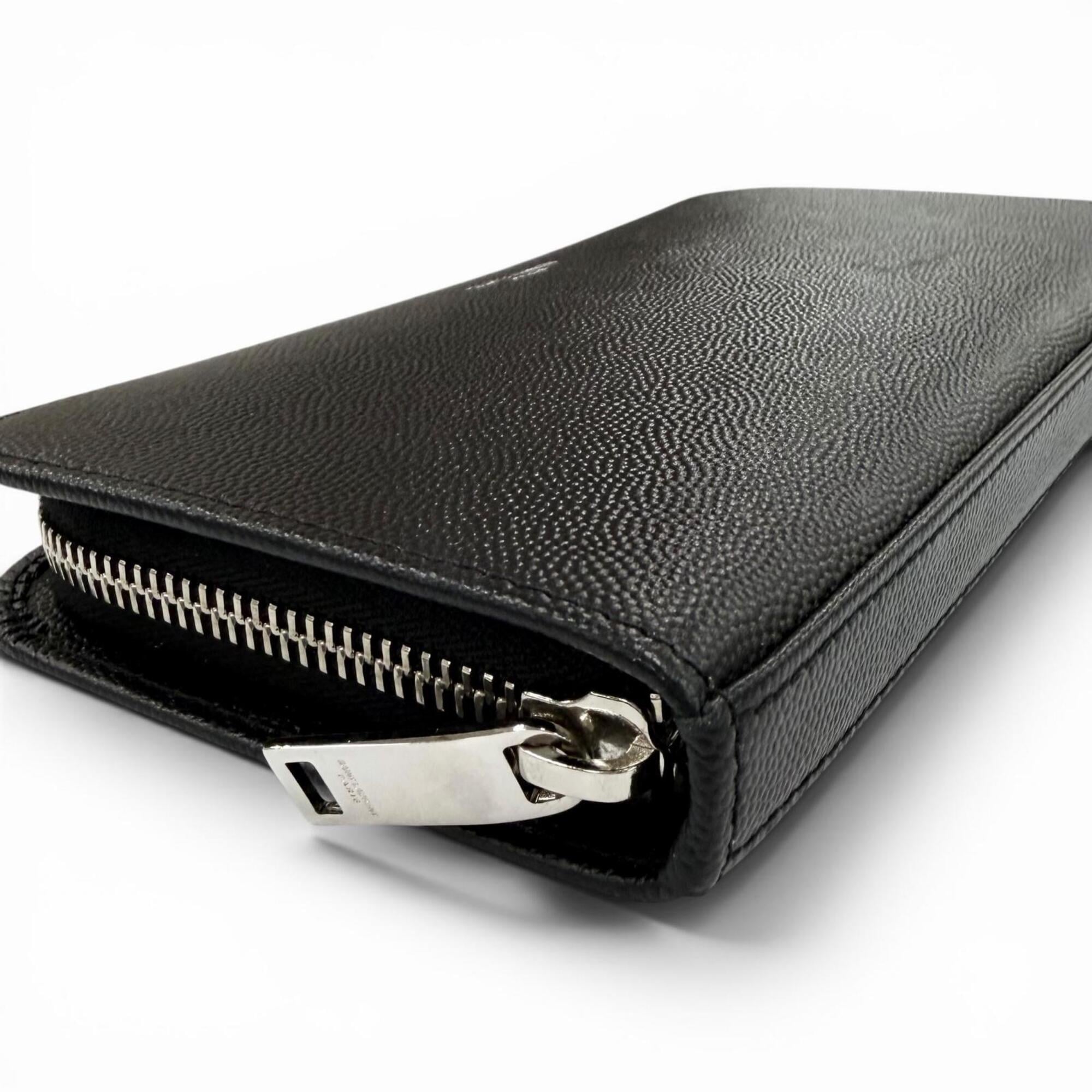 Saint Laurent Black Leather Long Wallet (Bi-Fold) (Pre-Owned)