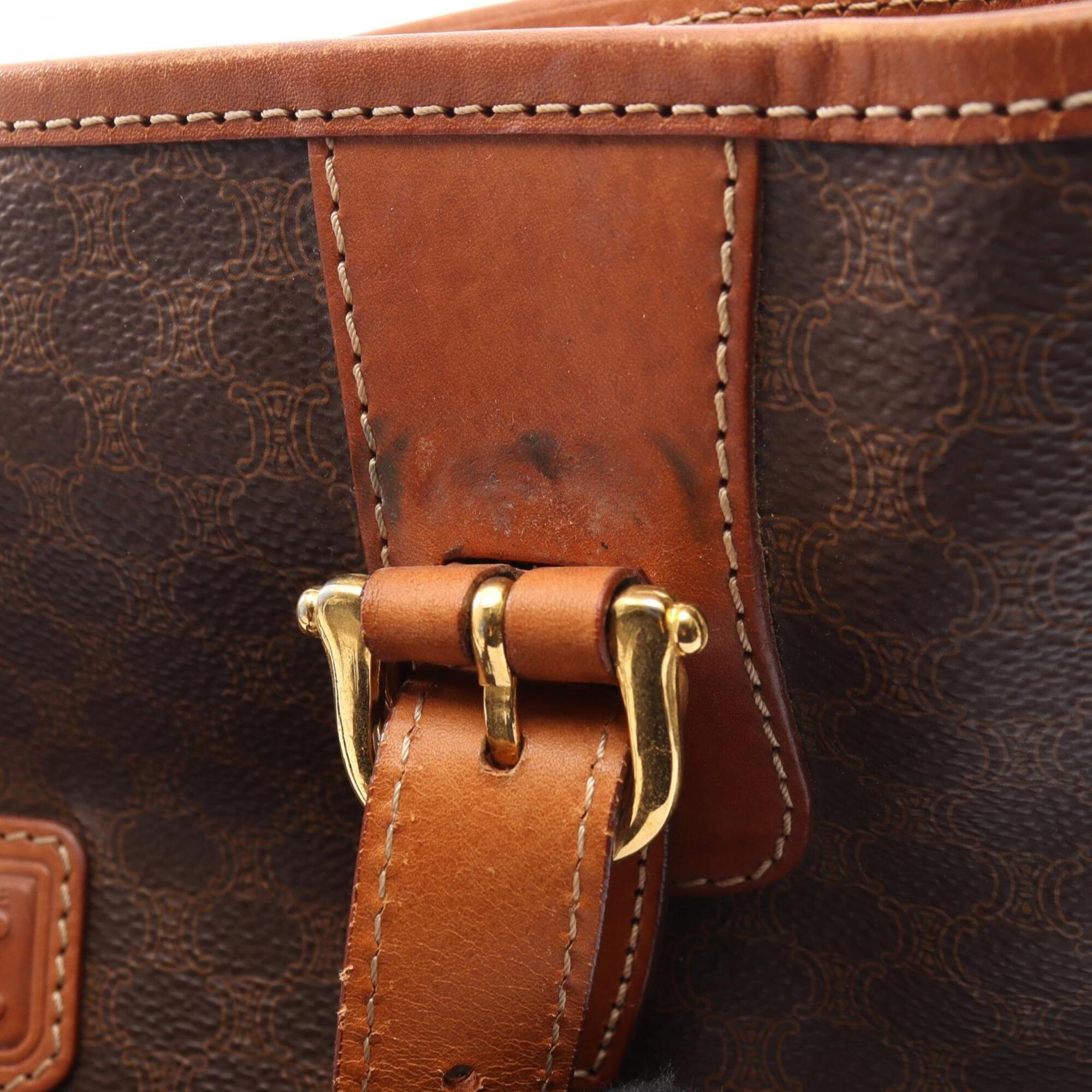 Celine Brown Coated Canvas Leather Handbag Tote Bag (Pre-Owned)