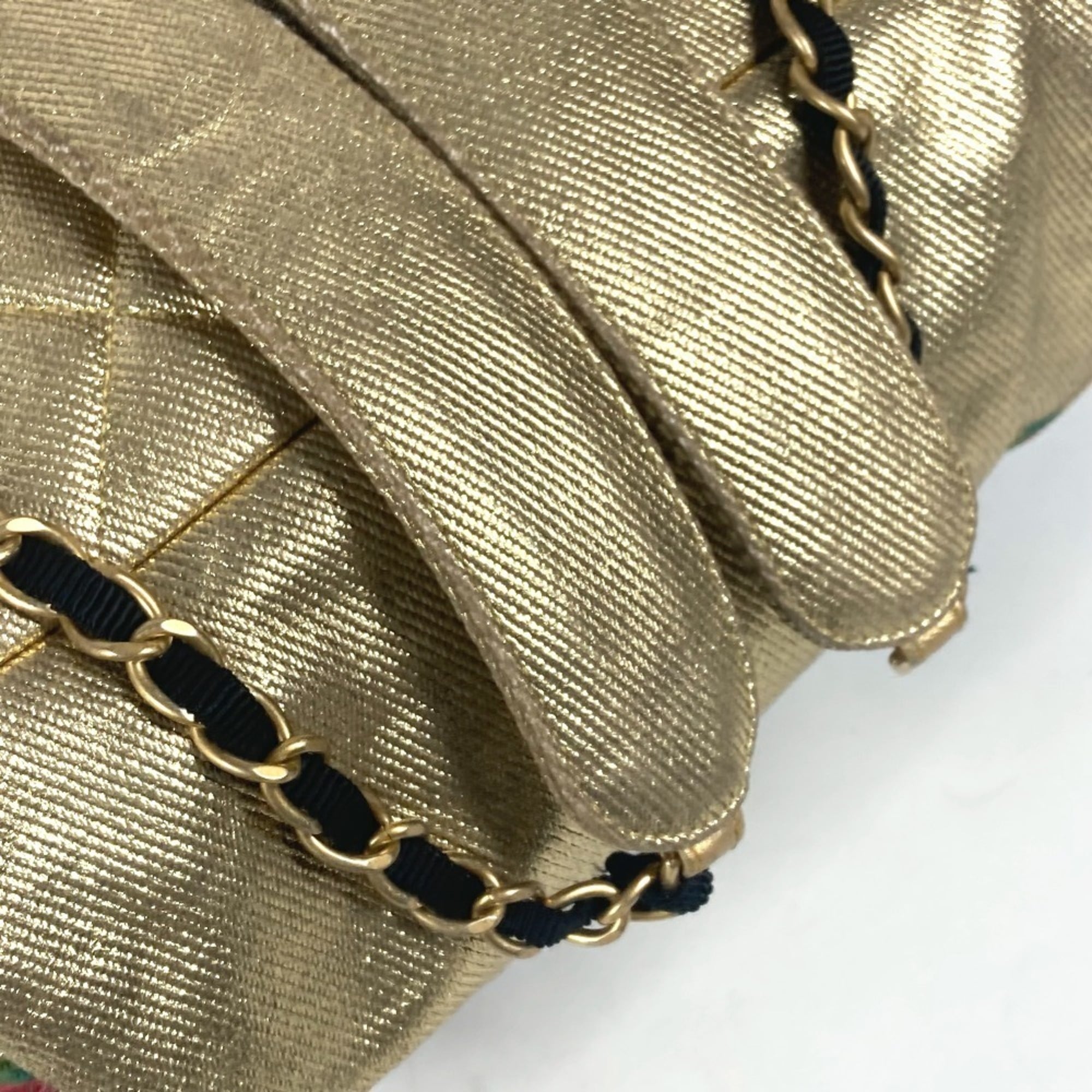 Chanel Gold Leather Canvas Backpack (Pre-Owned)
