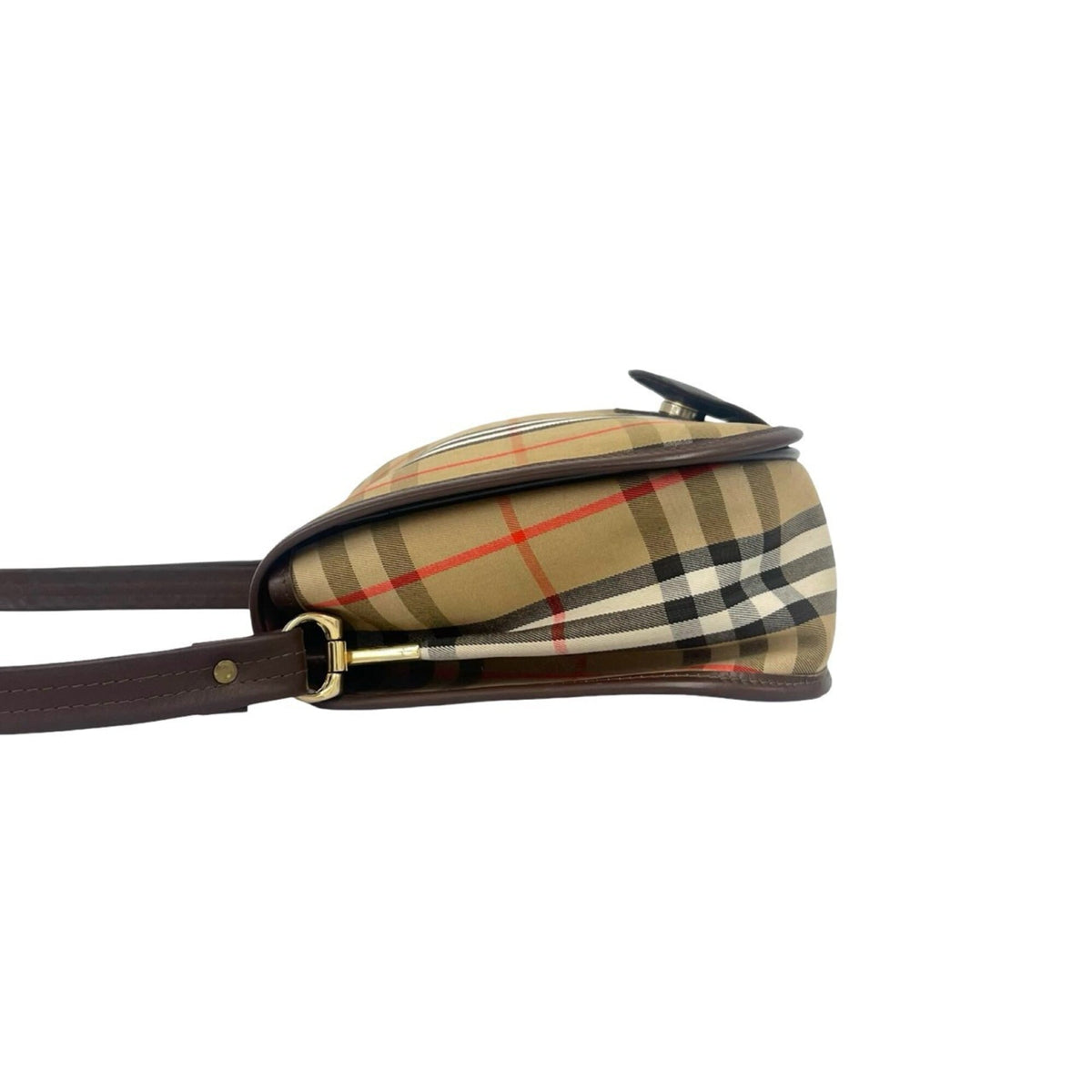 Burberry Beige Brown Canvas Leather Pochette Shoulder Bag (Pre-Owned)