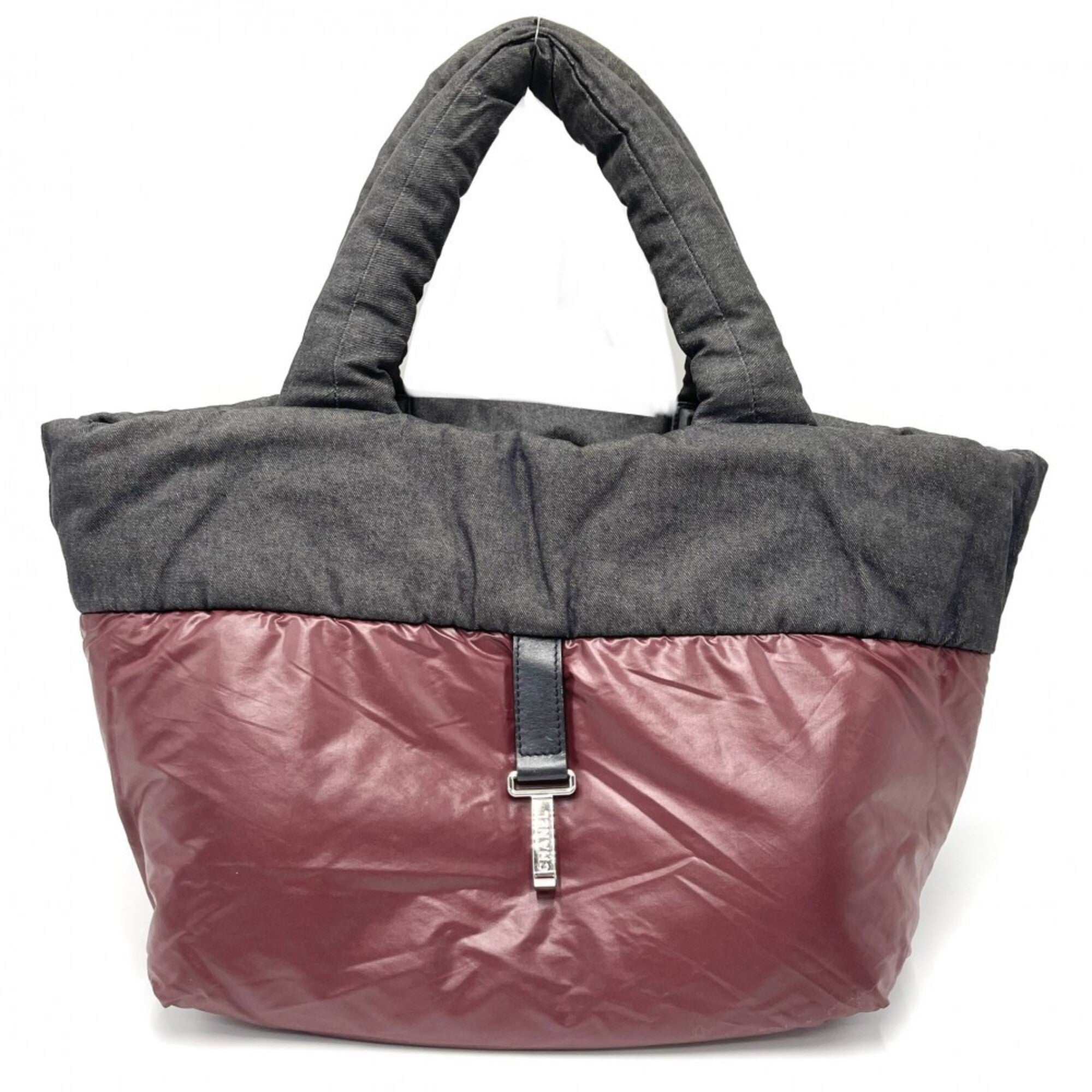 Chanel Bordeaux Gray Canvas Nylon Handbag Tote Bag (Pre-Owned)