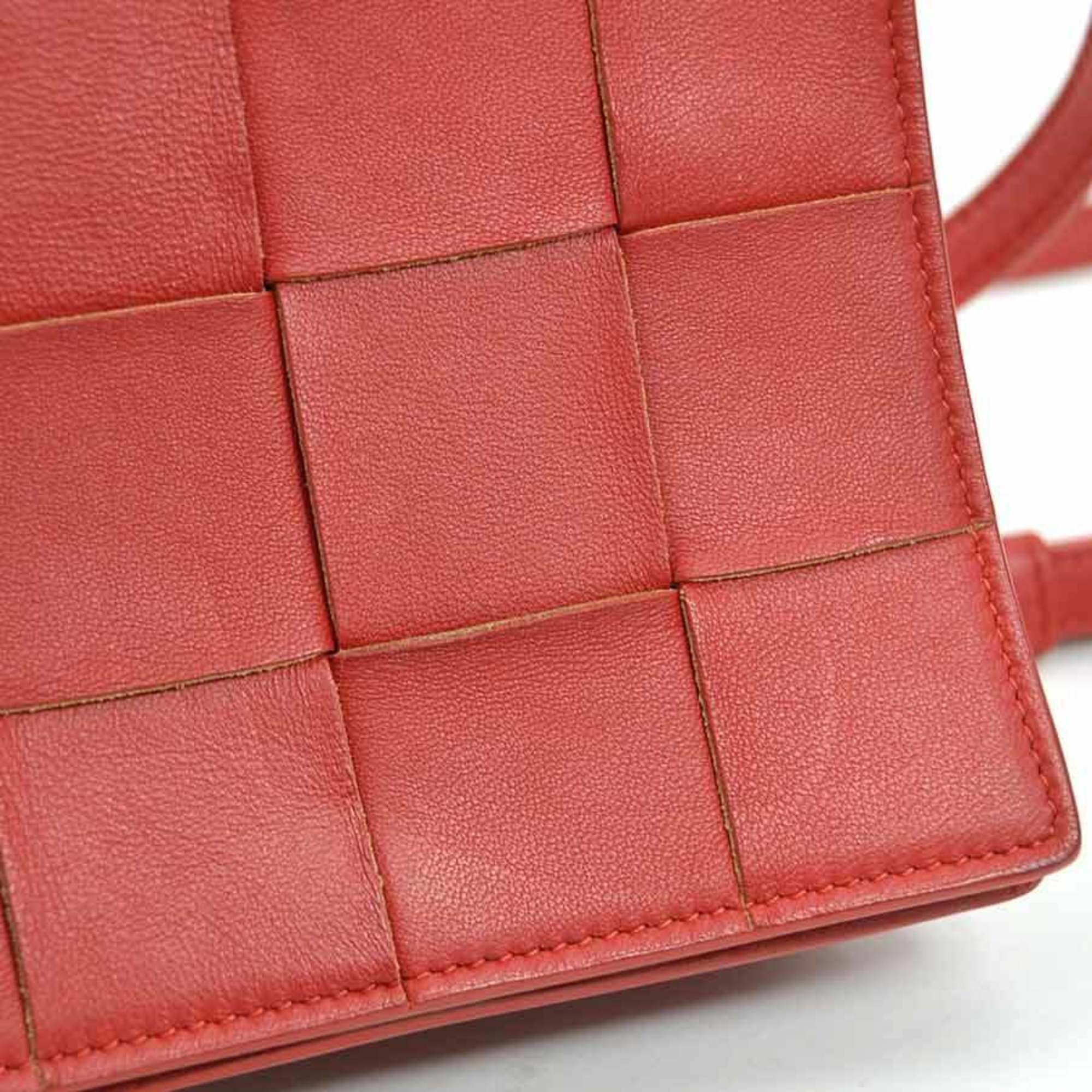 Bottega Veneta Red Color Leather Shoulder Bag (Pre-Owned)