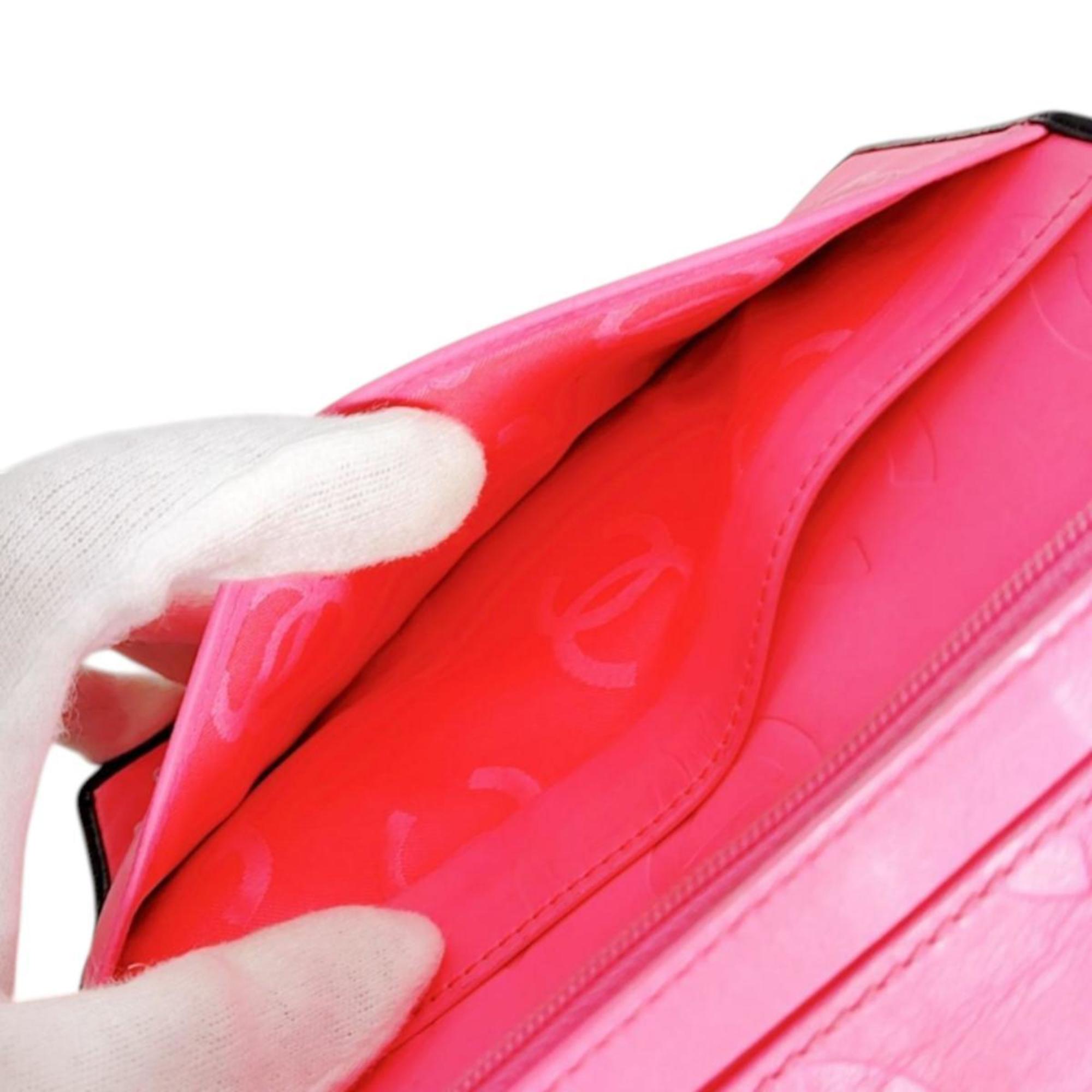 Chanel Black Pink Leather Long Wallet (Bi-Fold) (Pre-Owned)