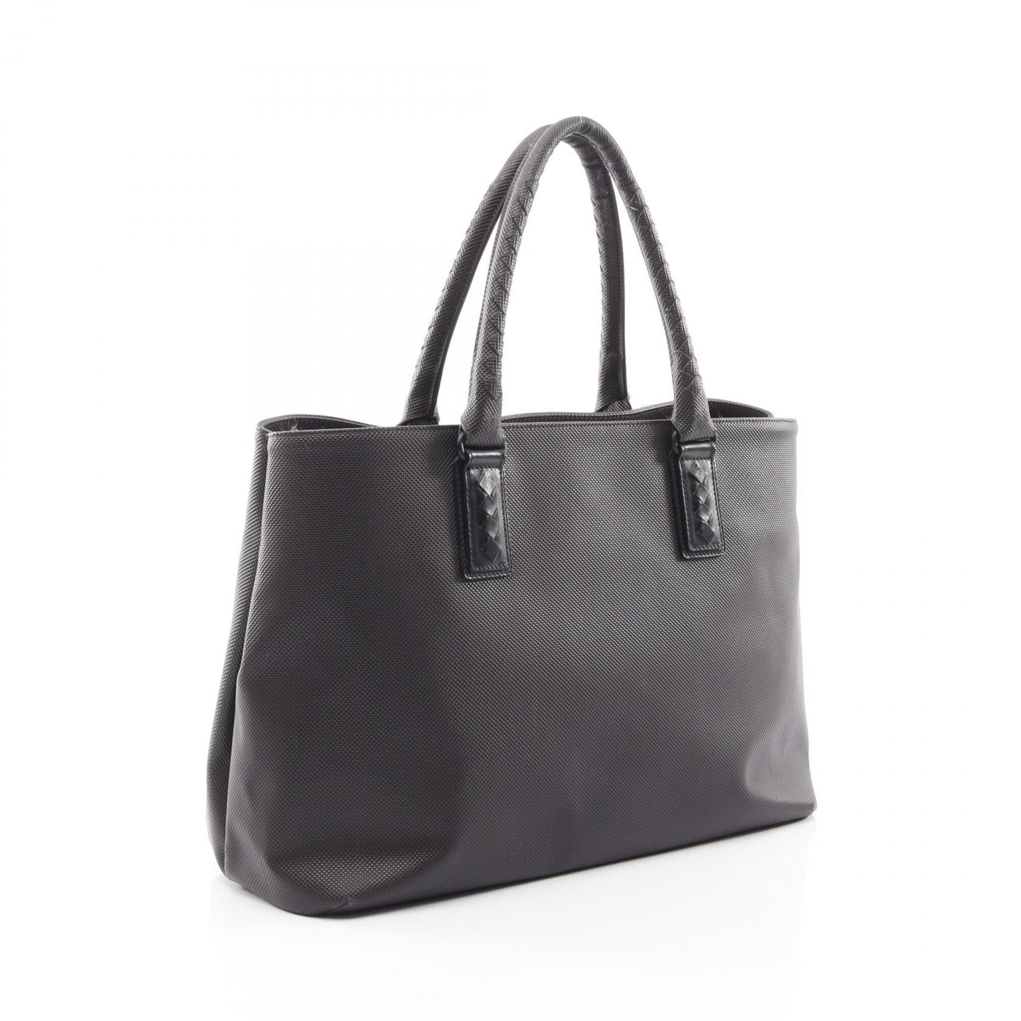 Bottega Veneta Black Brown Coated Canvas Leather Handbag Tote Bag (Pre-Owned)