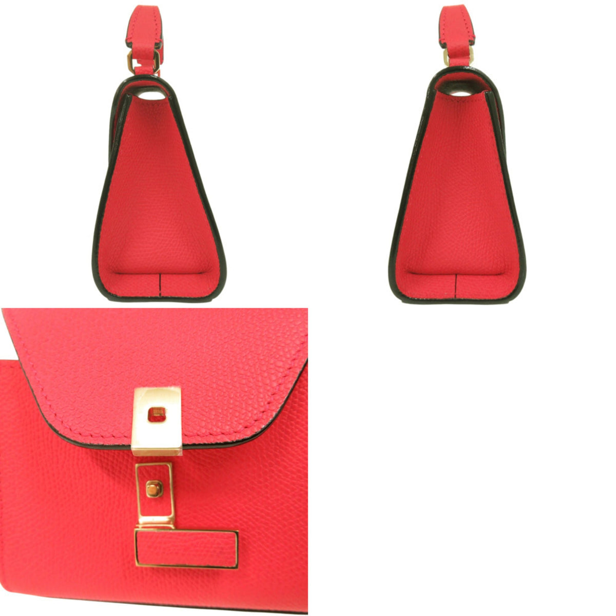 Valextra Pink Red Color Leather Handbag (Pre-Owned)