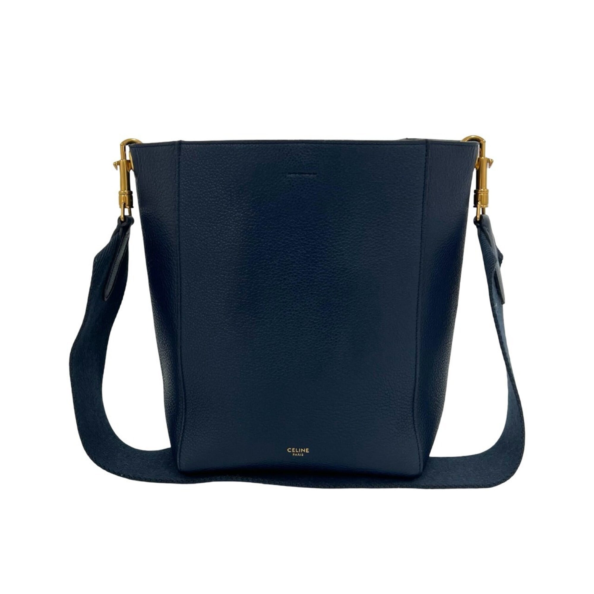 Celine Navy Leather Crossbody Bag Shoulder Bag (Pre-Owned)