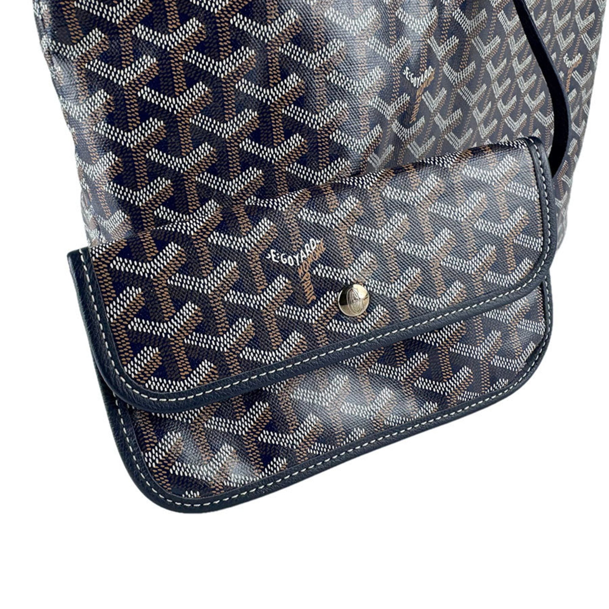 Goyard Brown Navy White Pvc Leather Tote Bag (Pre-Owned)