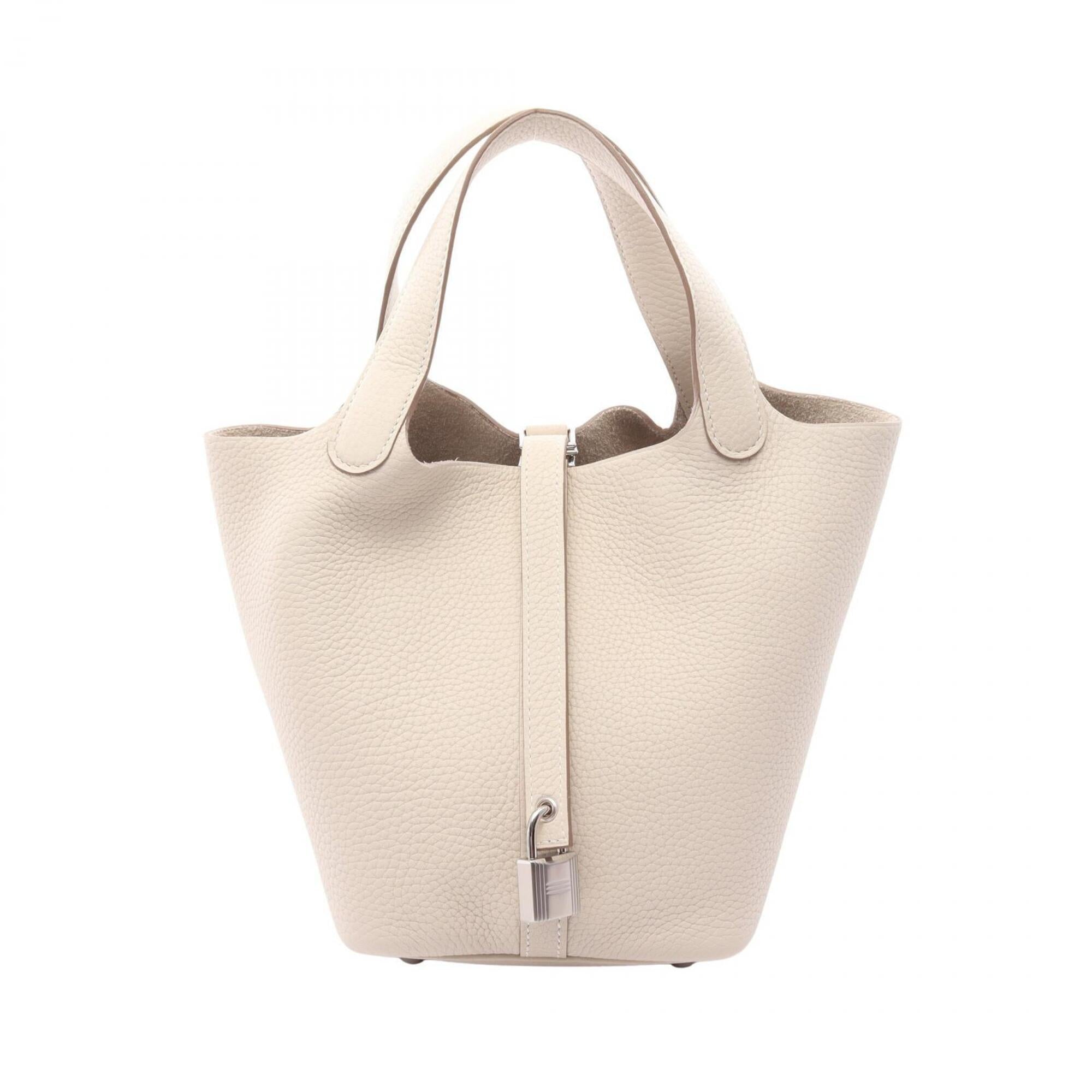 Hermes White Taurillon Clemence Leather Leather Handbag (Pre-Owned)