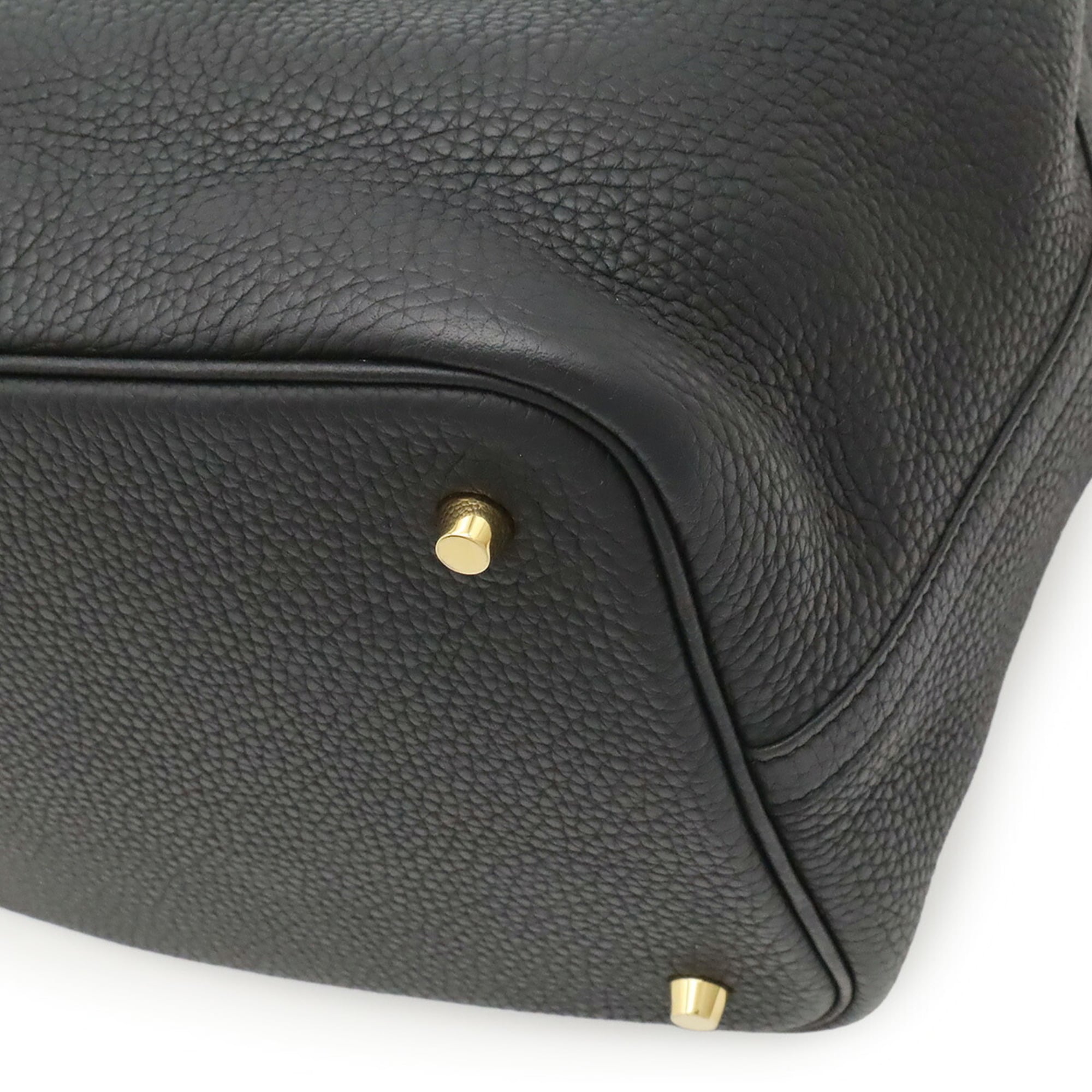 Hermes Black Taurillon Clemence Leather Handbag Tote Bag (Pre-Owned)
