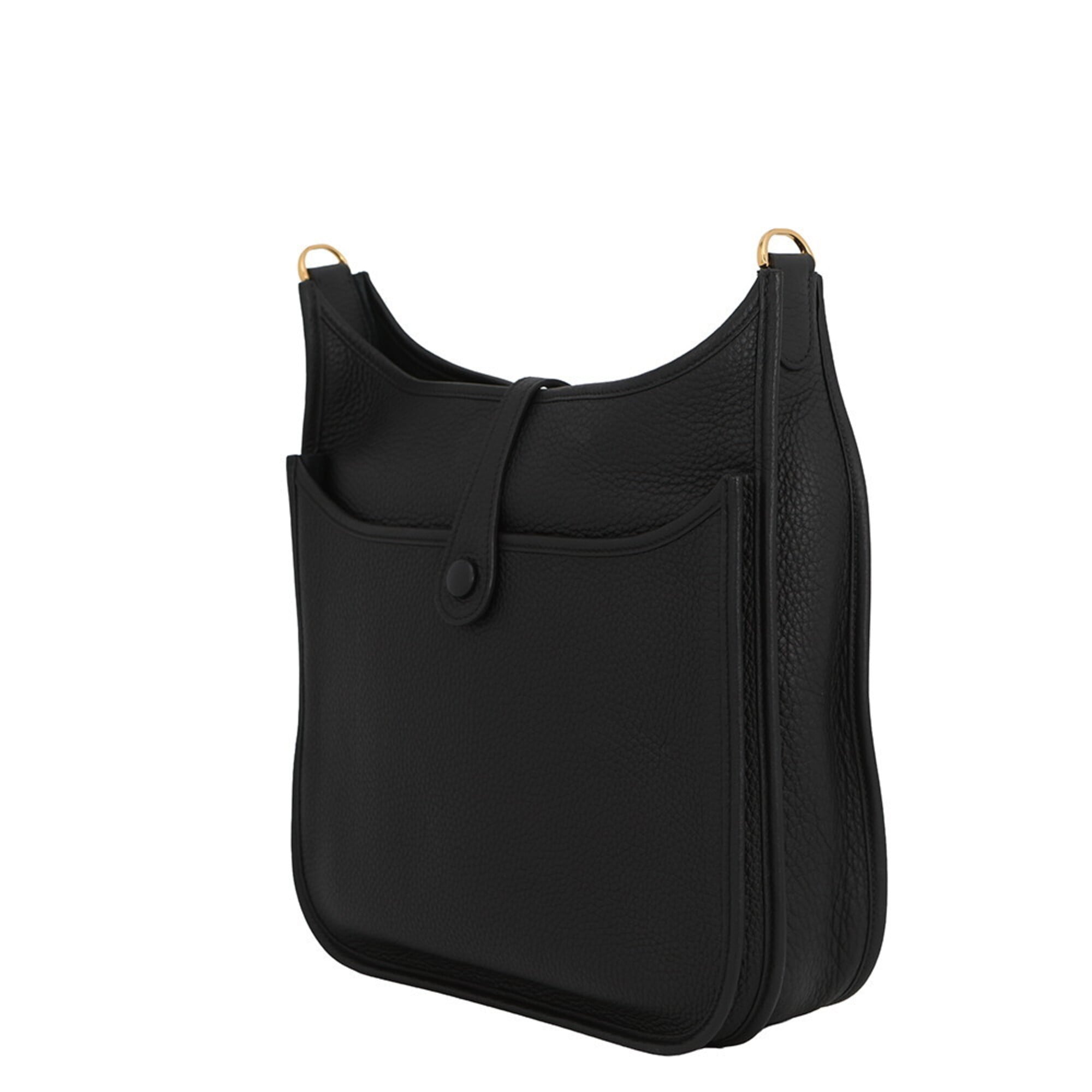 Hermes Evelyne Black Taurillon Clemence Leather Handbag Shoulder Bag (Pre-Owned)