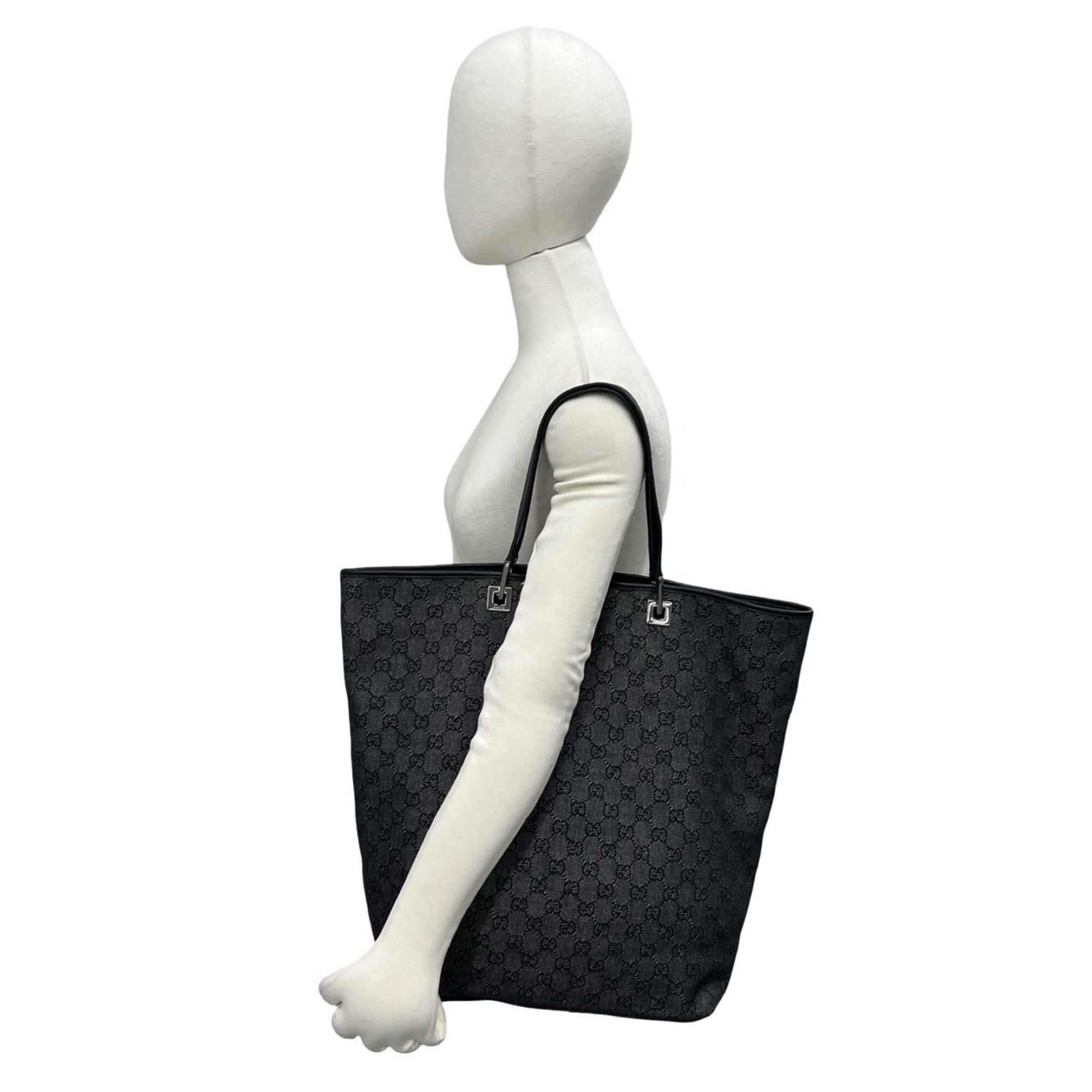 Gucci Black Canvas Leather Tote Bag (Pre-Owned)