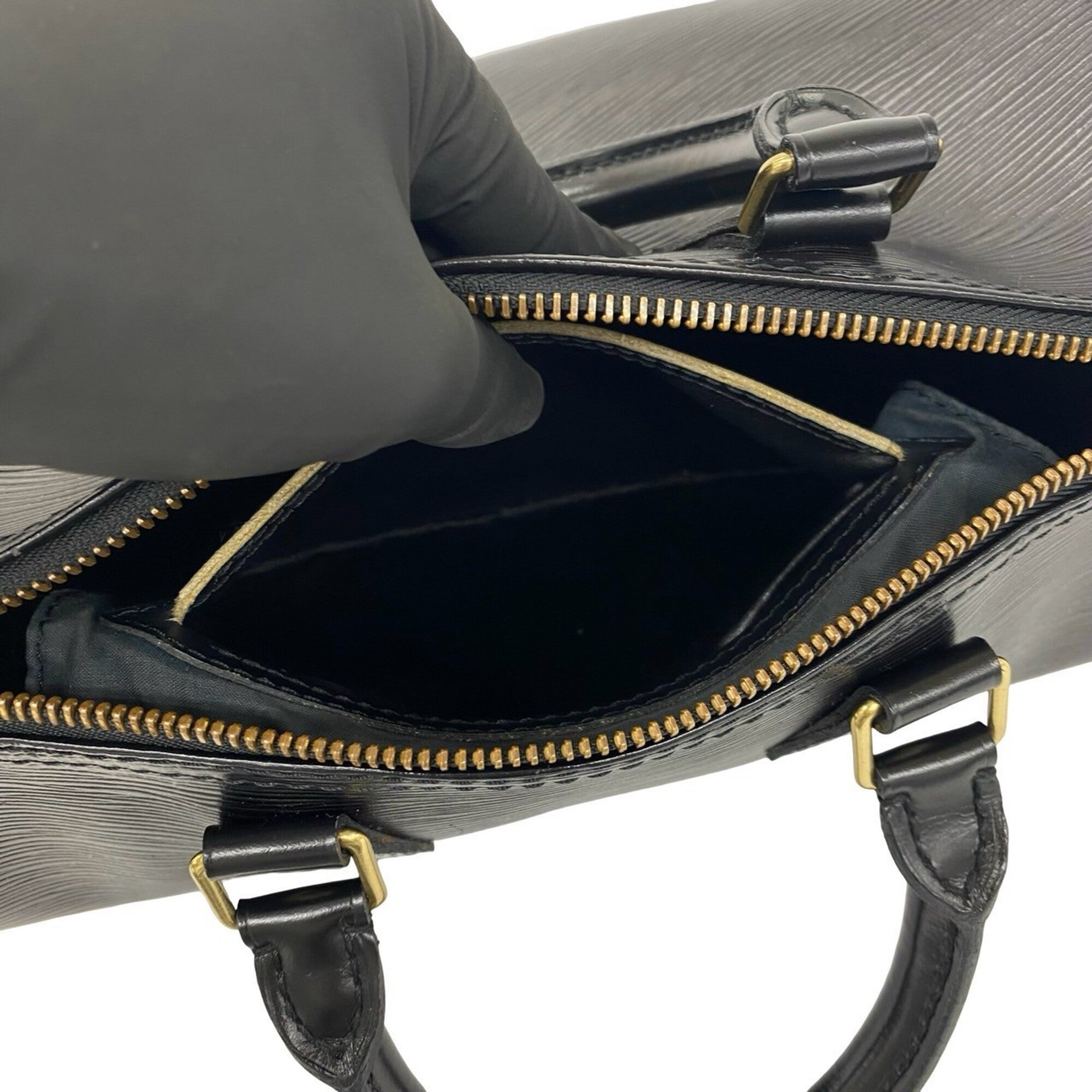 Louis Vuitton Black Leather Boston Bag Handbag (Pre-Owned)