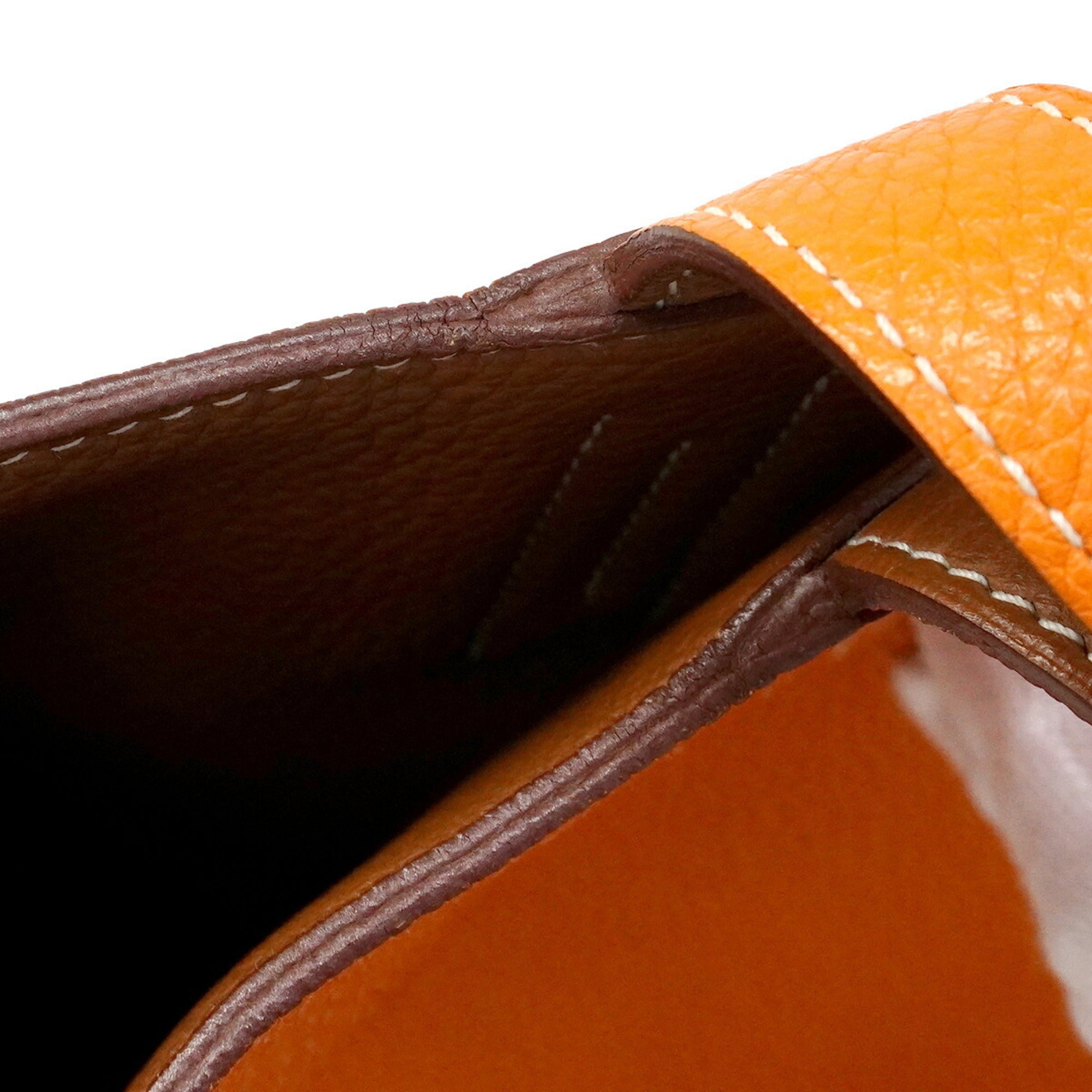 Hermes Gold Orange Taurillon Clemence Leather Tote Bag (Pre-Owned)