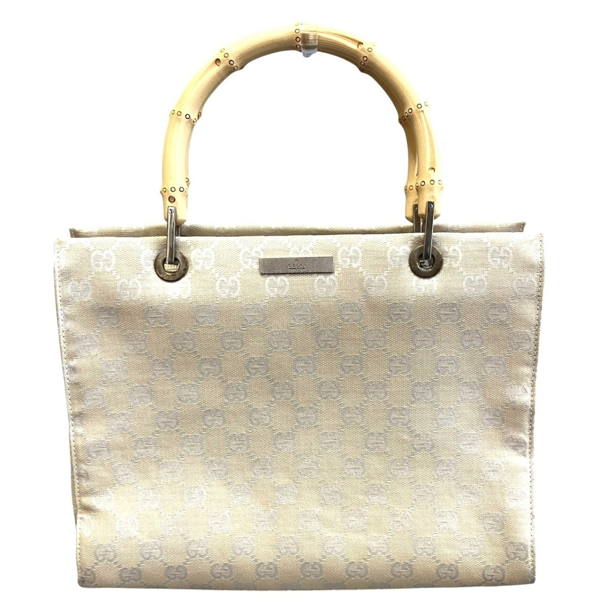 Gucci White Bamboo Nylon Handbag (Pre-Owned)