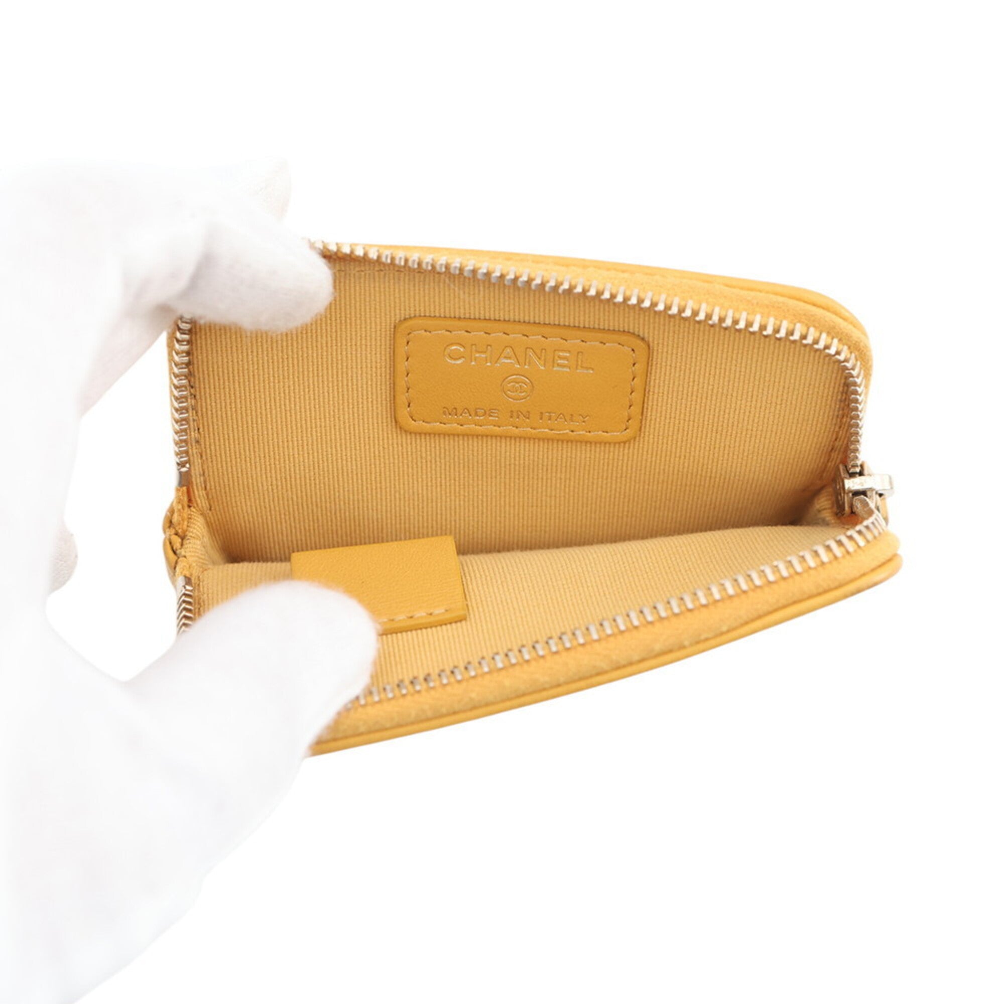 Chanel Yellow Leather Coin Purse/Coin Case (Pre-Owned)
