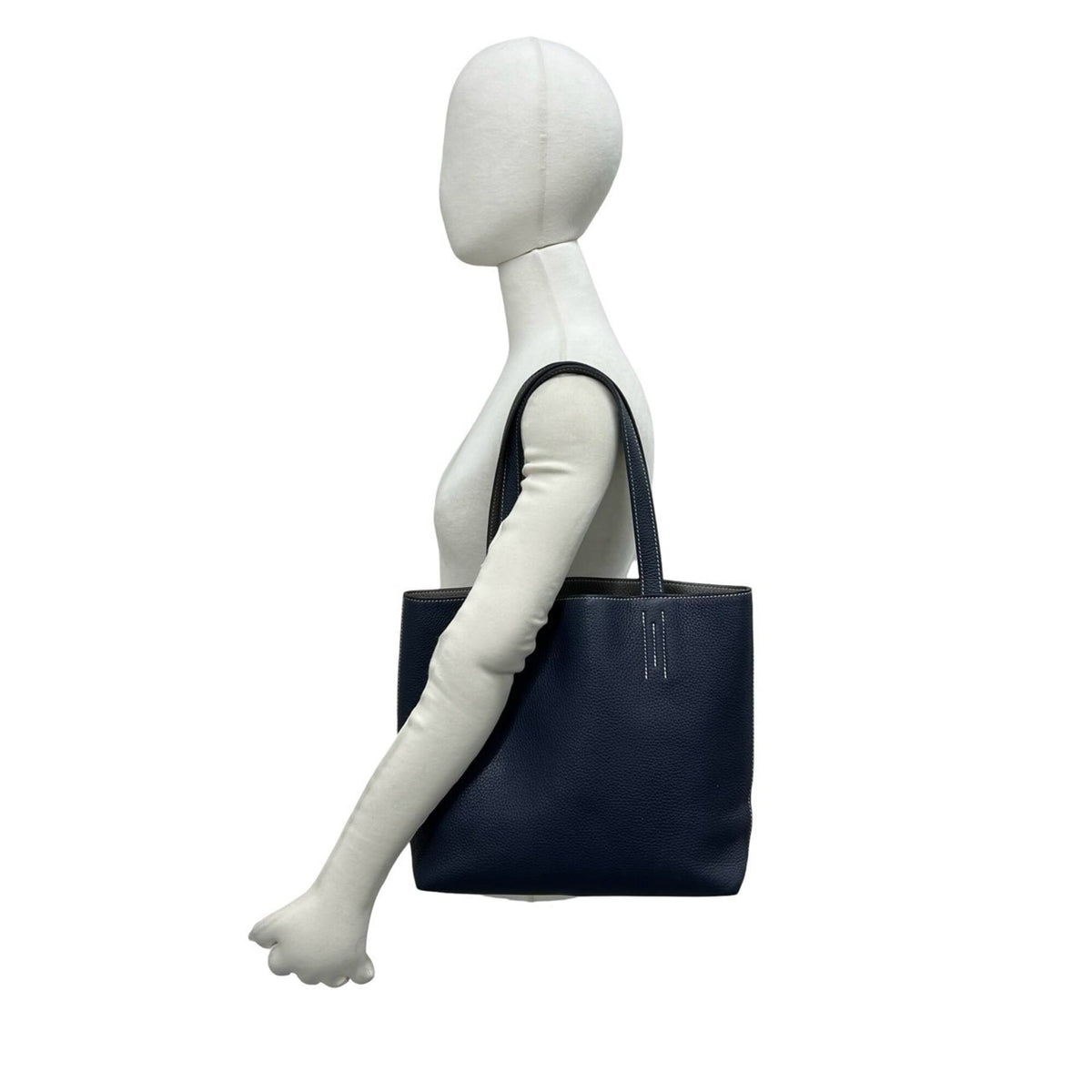 Hermes Blue Gray Taurillon Clemence Leather Shoulder Bag Tote Bag (Pre-Owned)