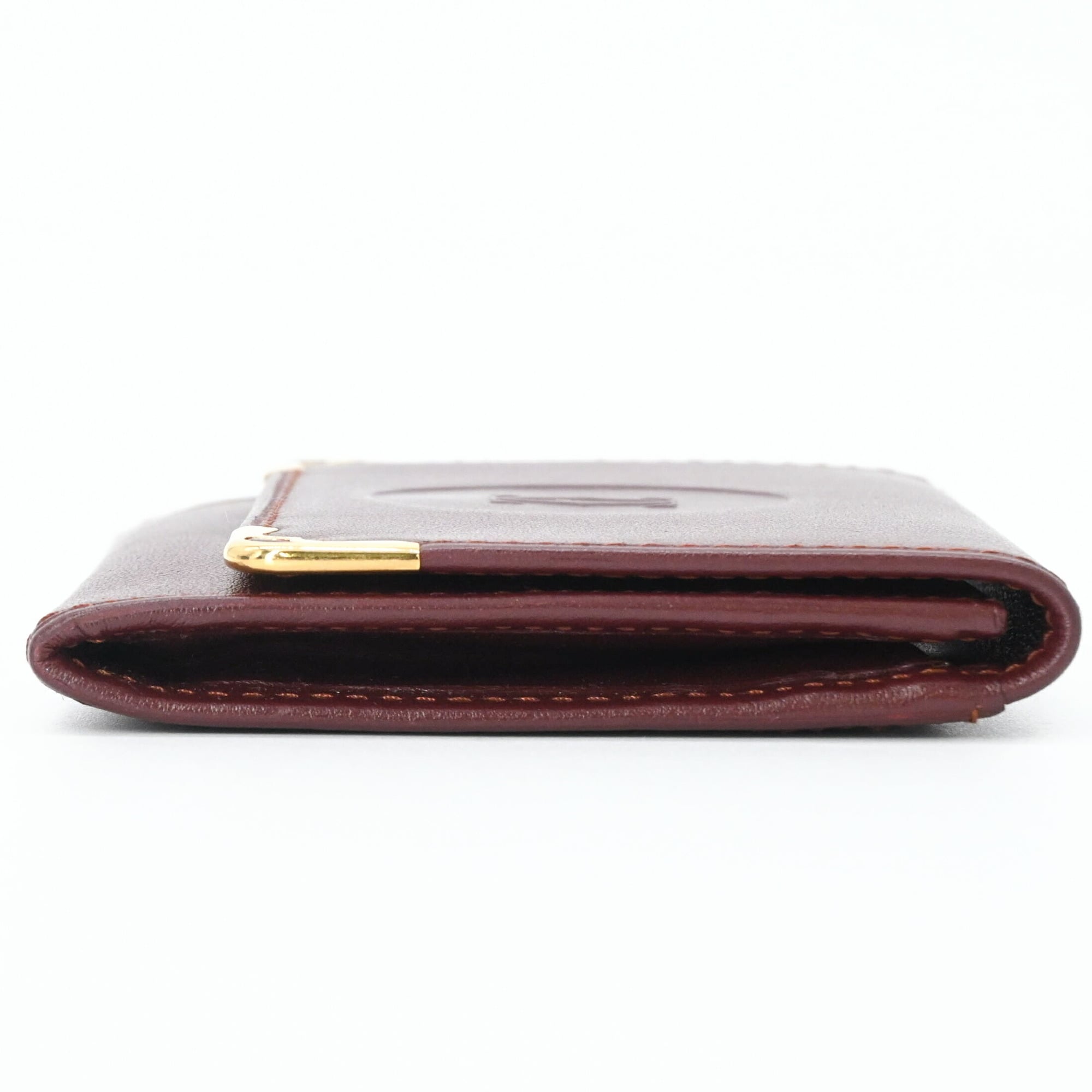 Cartier Bordeaux Leather Coin Purse/Coin Case (Pre-Owned)