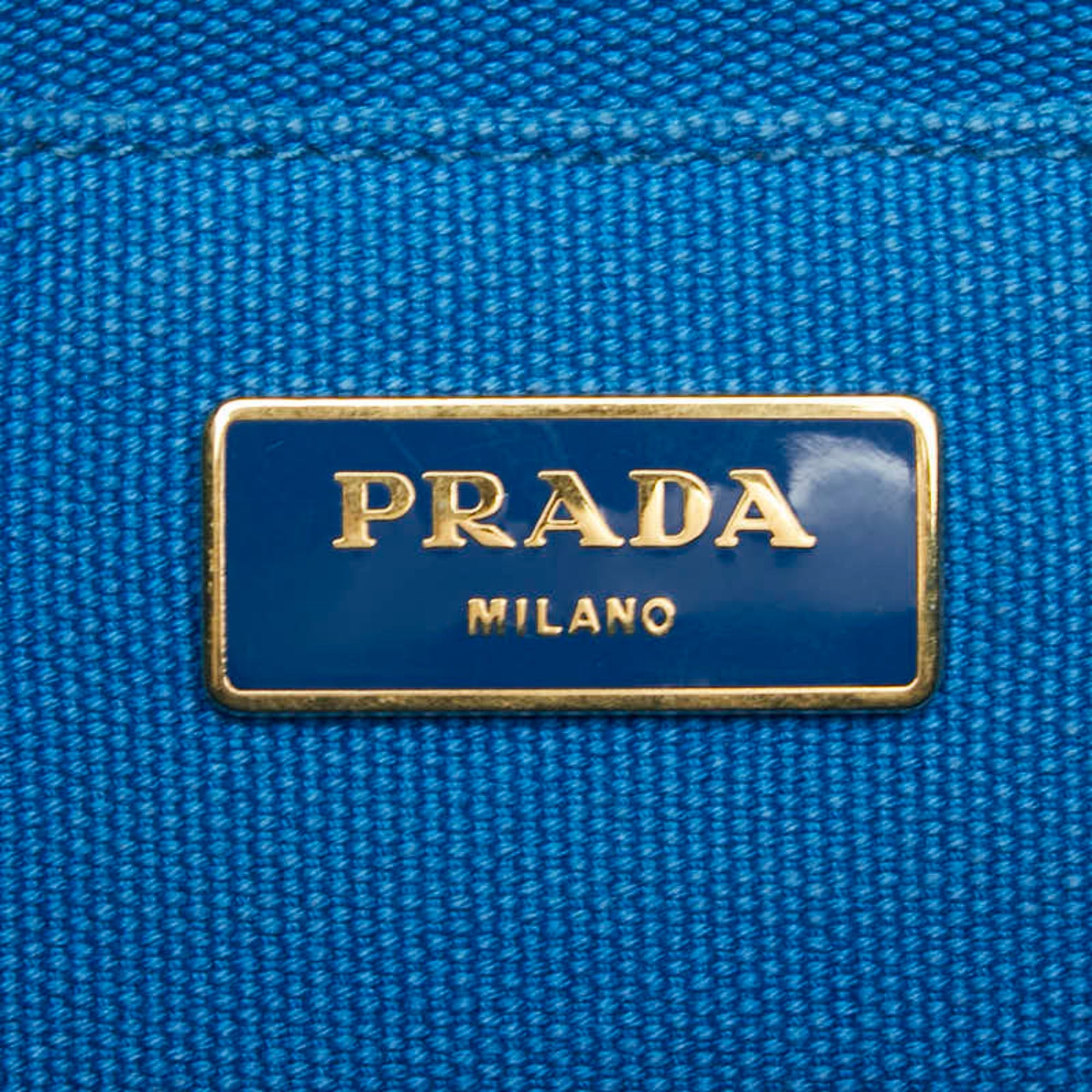 Prada Light Blue Canvas Handbag Shoulder Bag (Pre-Owned)