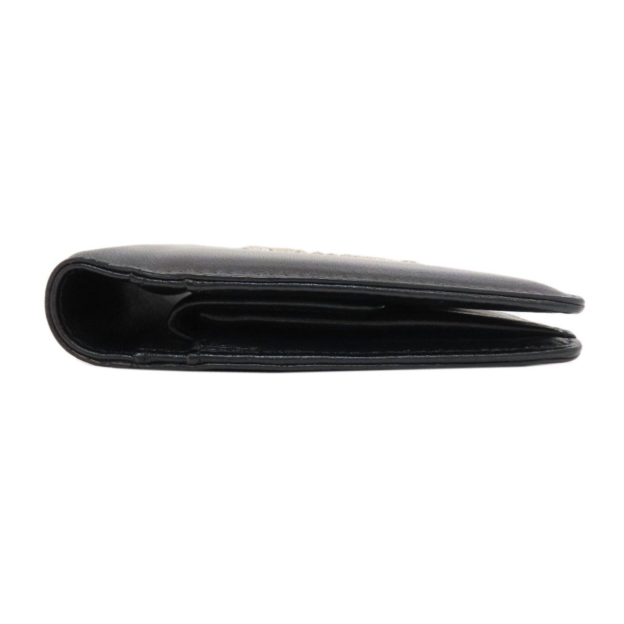Chanel Black Leather Long Wallet (Bi-Fold) (Pre-Owned)