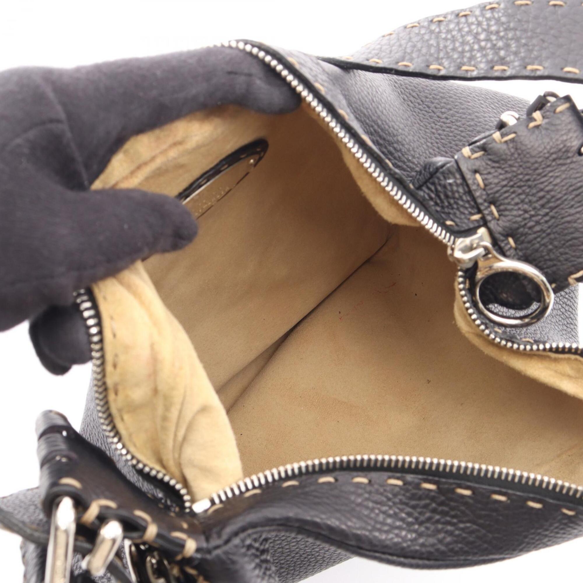 Fendi Black Leather Handbag Shoulder Bag (Pre-Owned)