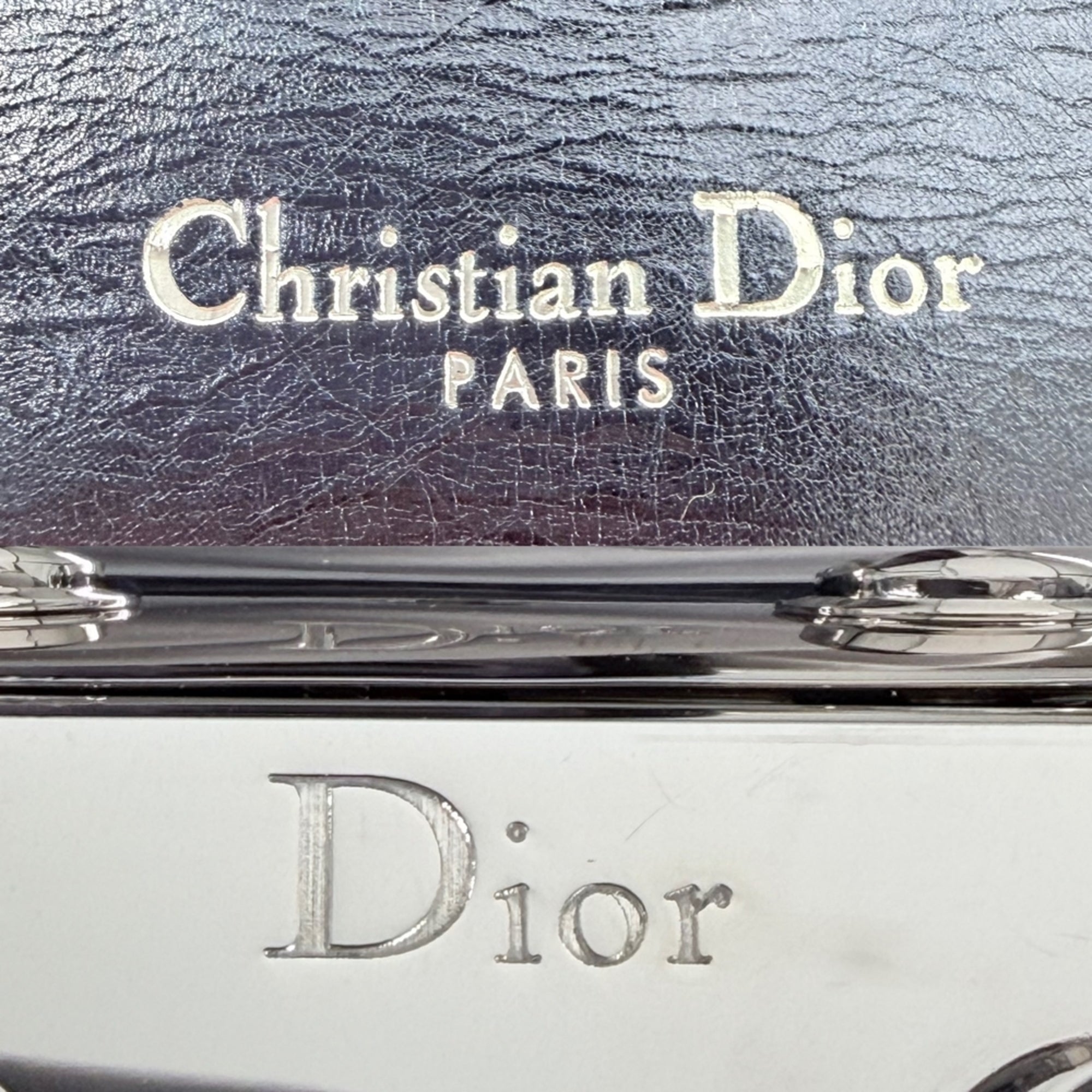 Christian Dior Blue Metallic Leather Handbag Shoulder Bag (Pre-Owned)
