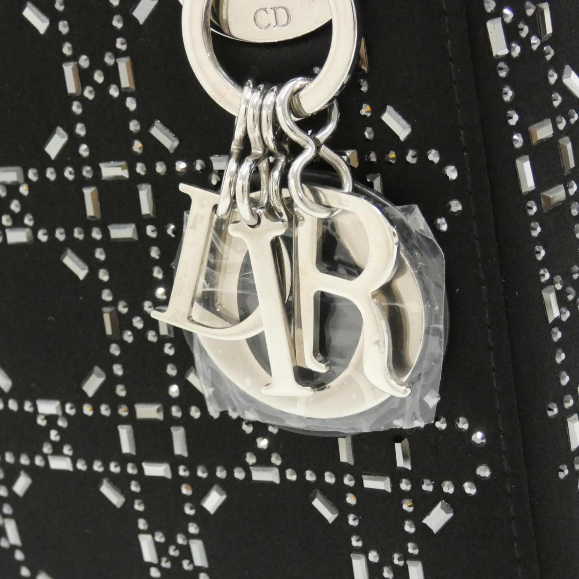 Christian Dior Black White Satin Handbag (Pre-Owned)
