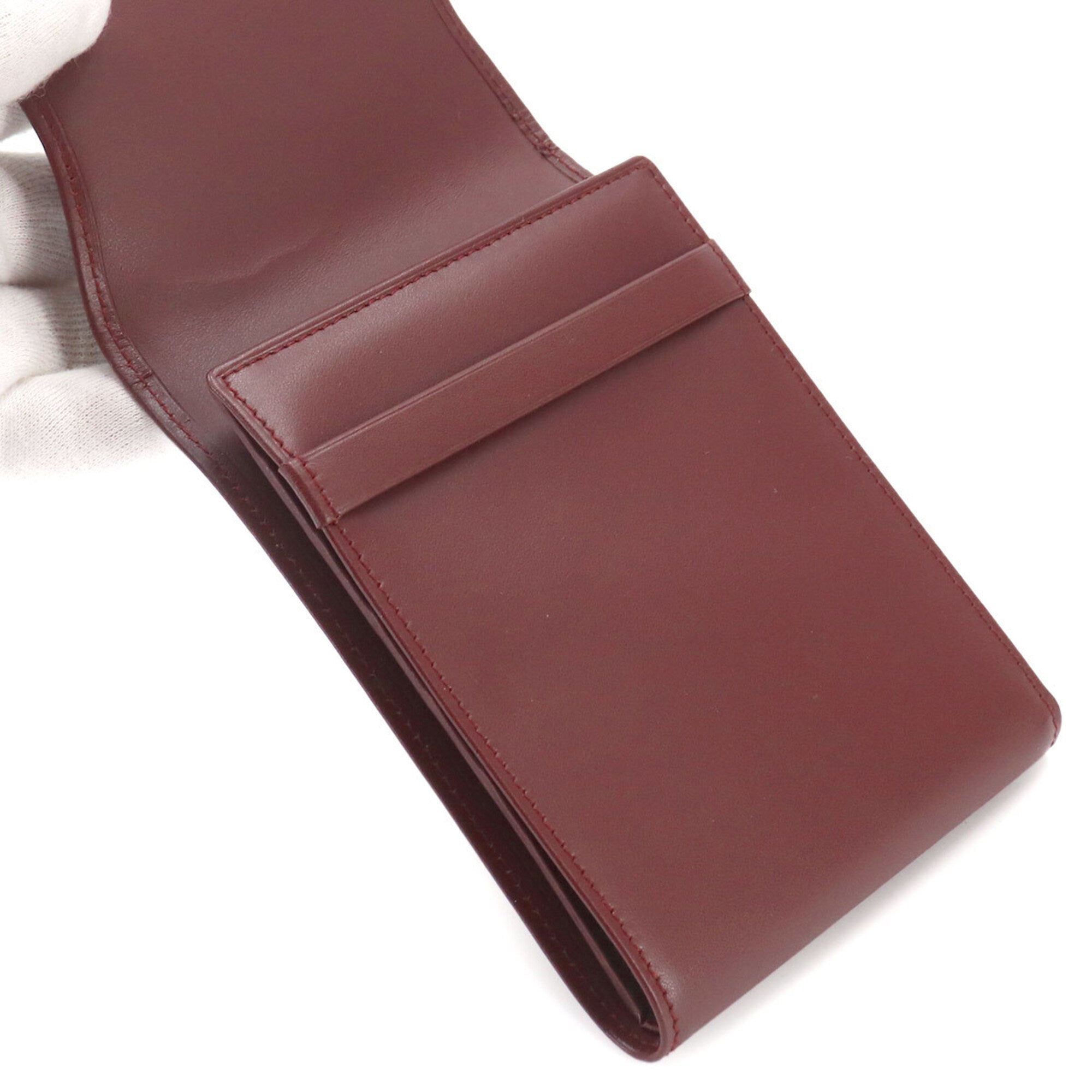 Cartier Bordeaux Leather Bill Wallet (Tri-Fold) (Pre-Owned)