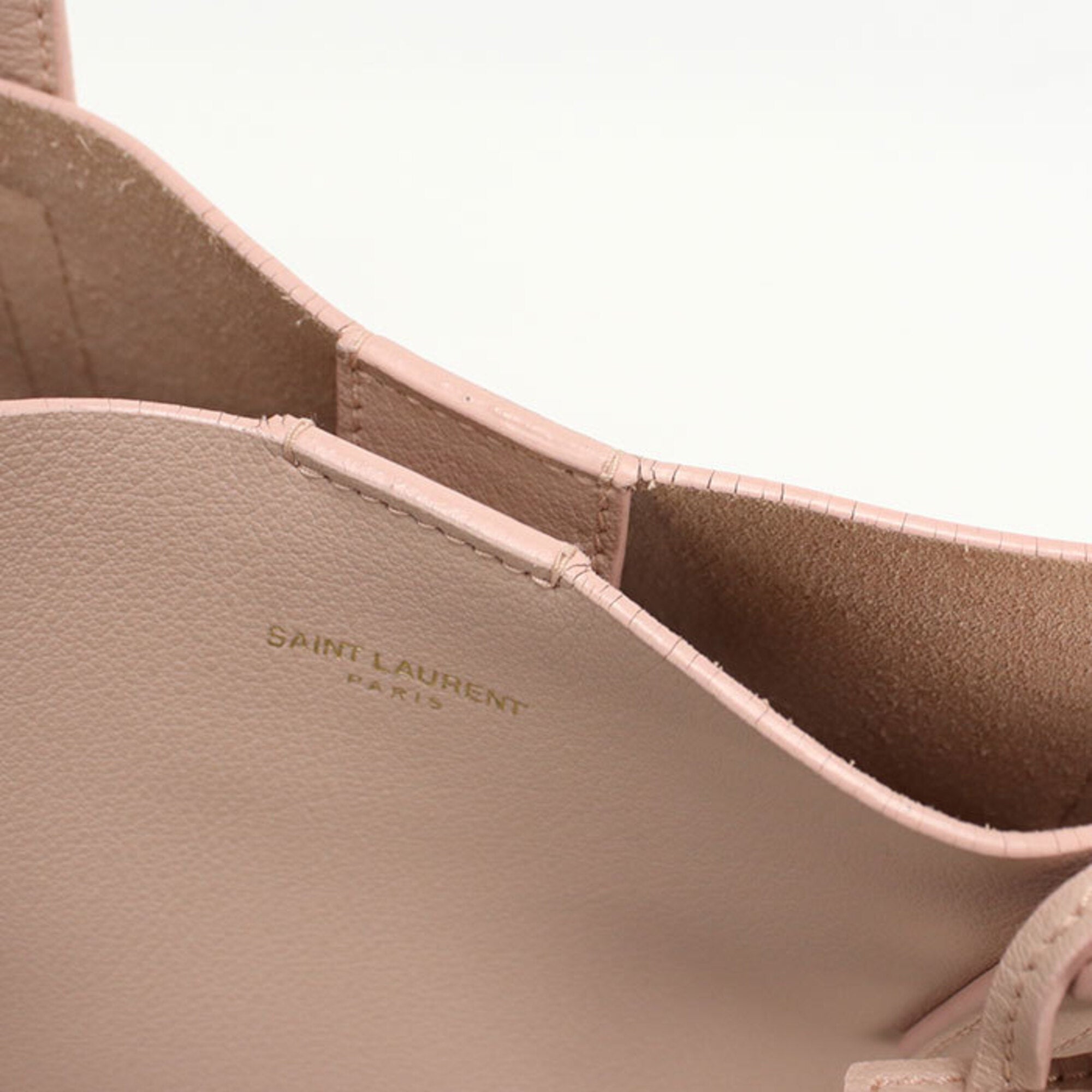 Saint Laurent Pink Leather Pouch Tote Bag (Pre-Owned)