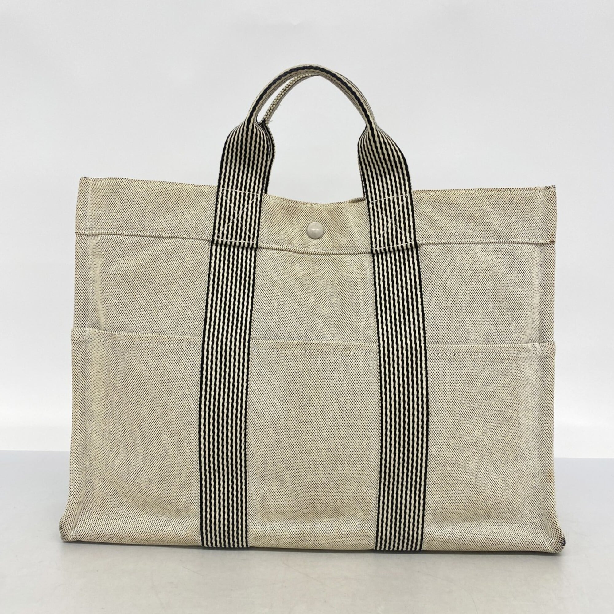Hermes Gray Canvas Tote Bag (Pre-Owned)