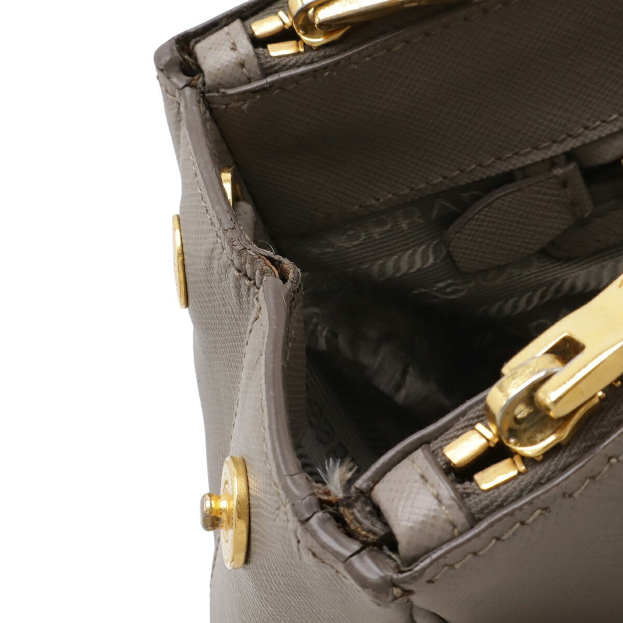 Prada Saffiano Leather Handbag Shoulder Bag (Pre-Owned)