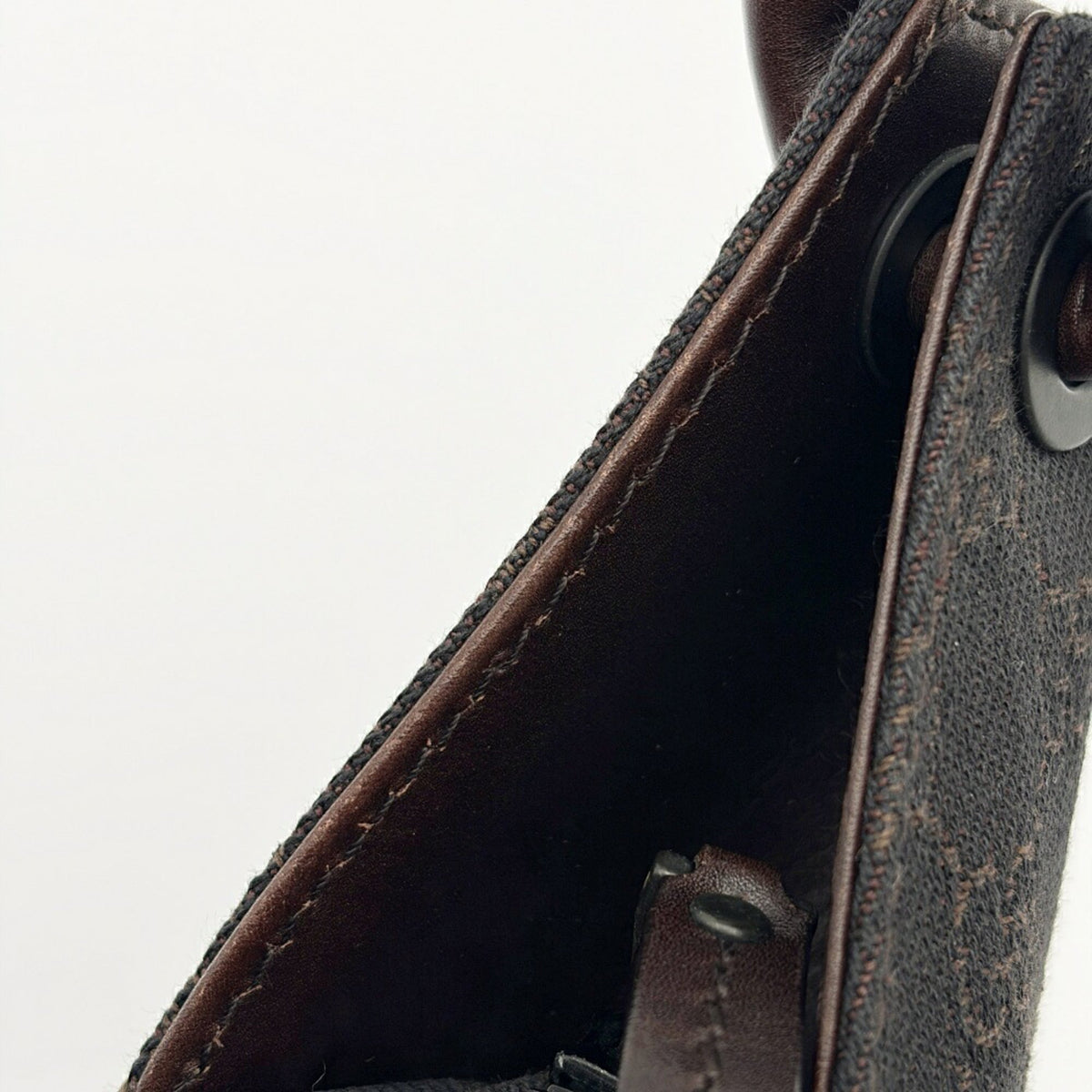 Gucci Dark Brown Gg Canvas Leather Shoulder Bag (Pre-Owned)