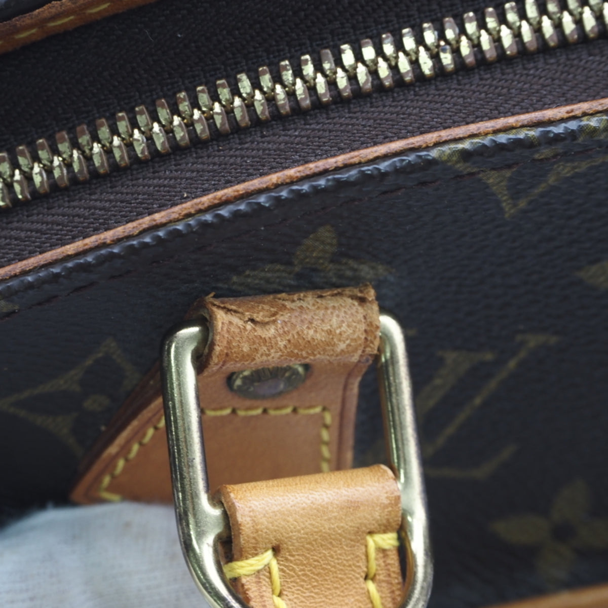 Louis Vuitton Monogram Beige Brown Coated Canvas Leather Handbag (Pre-Owned)