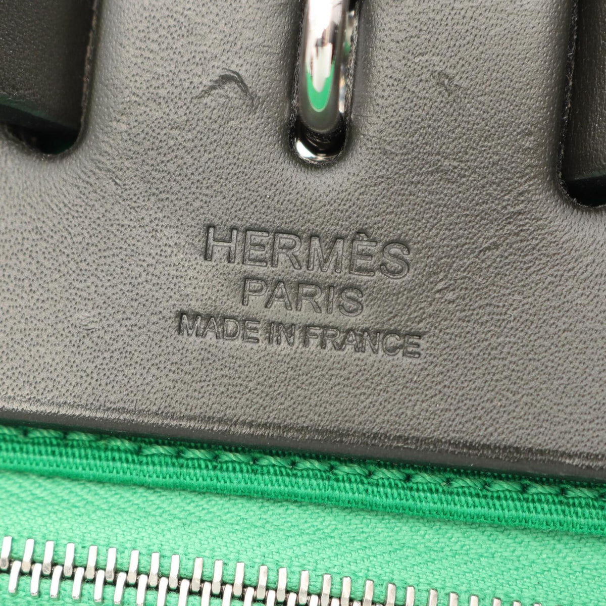Hermes Gray Green Canvas Toile Officier Vache Leather Handbag Pouch (Pre-Owned)