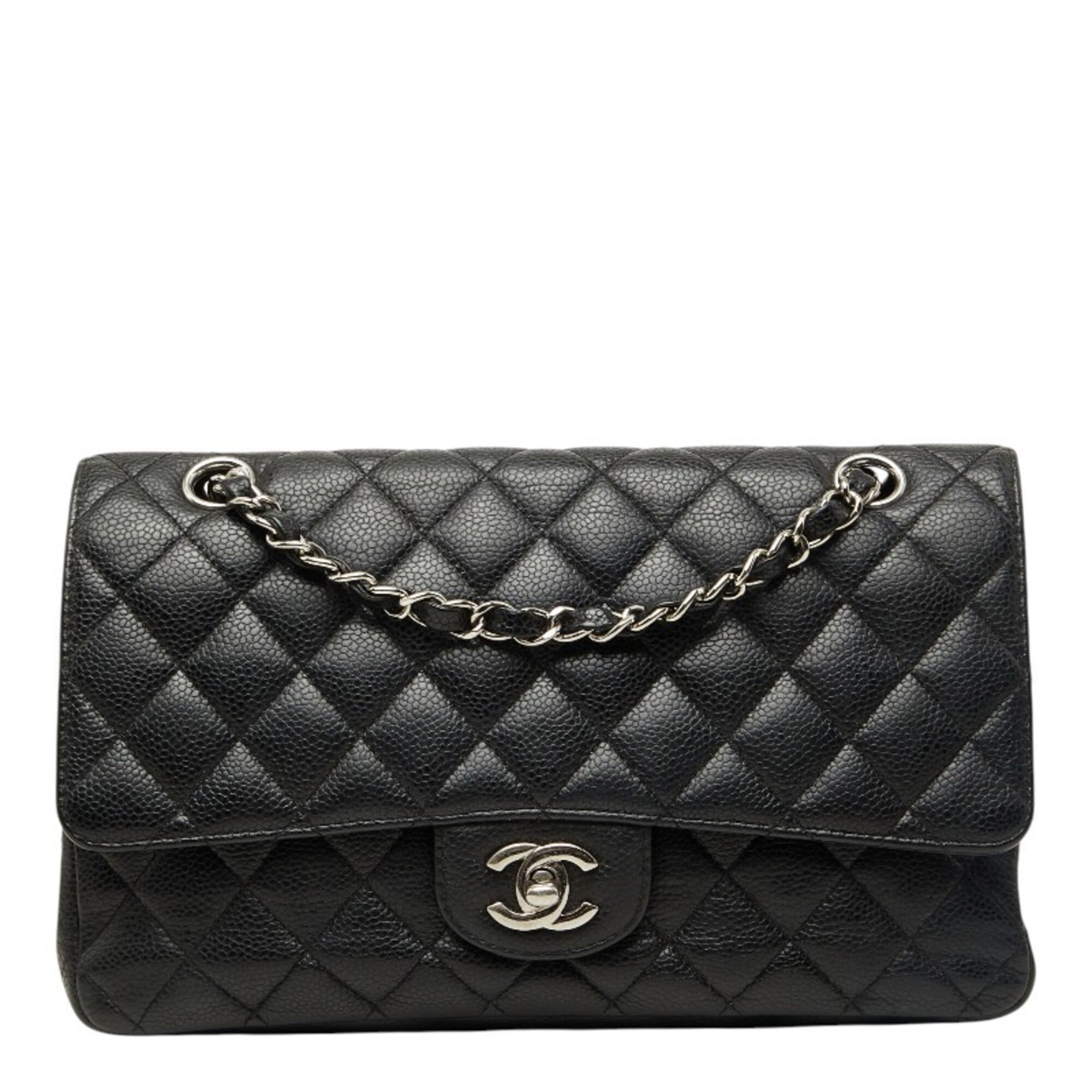 Chanel Black Grained Calfskin Shoulder Bag (Pre-Owned)
