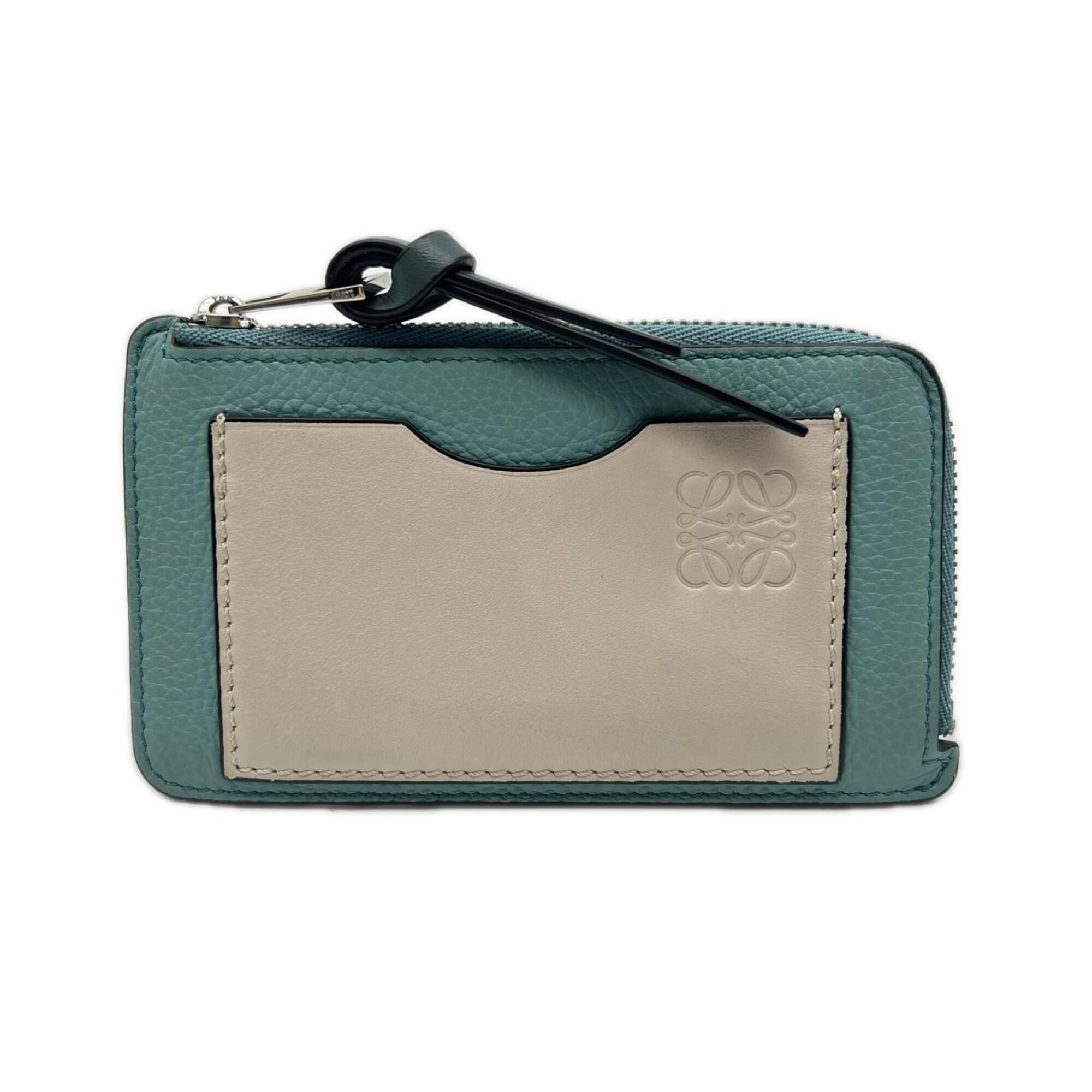 Loewe Blue Gray Leather Coin Purse/Coin Case (Pre-Owned)