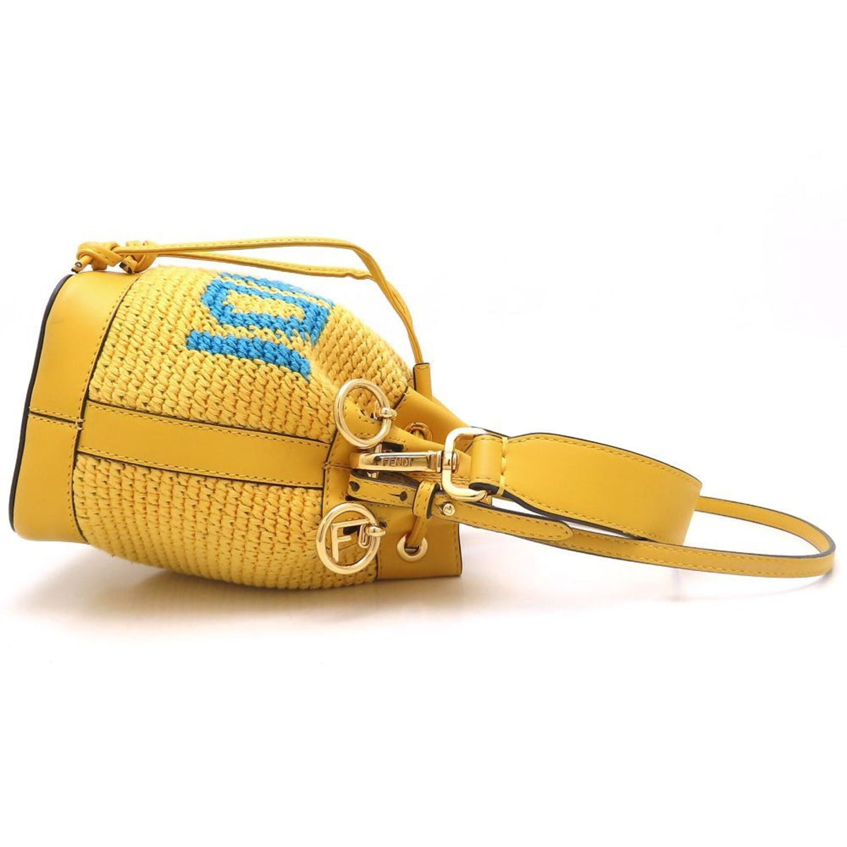 Fendi Blue Yellow Cotton Leather Shoulder Bag (Pre-Owned)