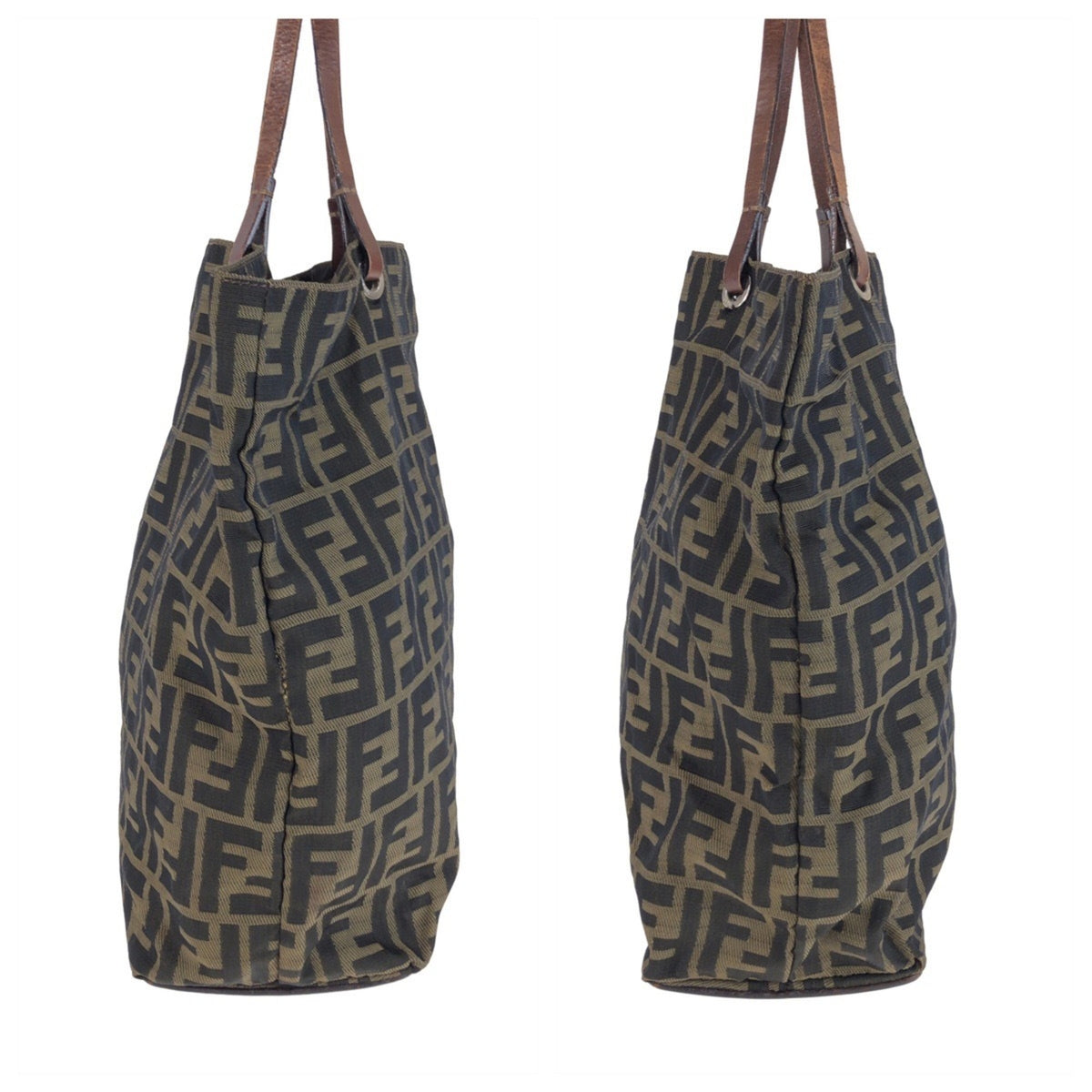 Fendi Brown Zucca Leather Handbag Tote Bag (Pre-Owned)