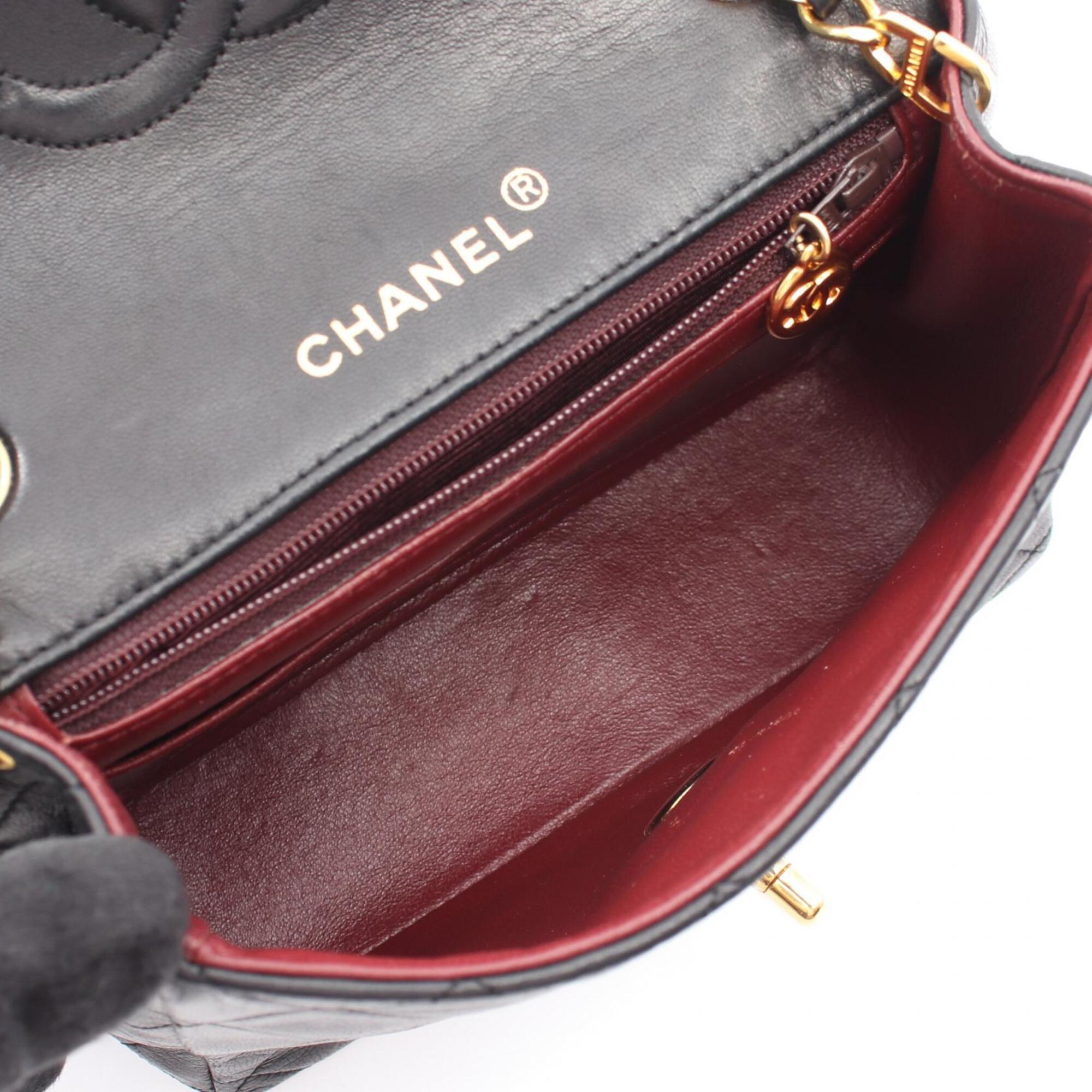 Chanel Black Leather Handbag Shoulder Bag (Pre-Owned)