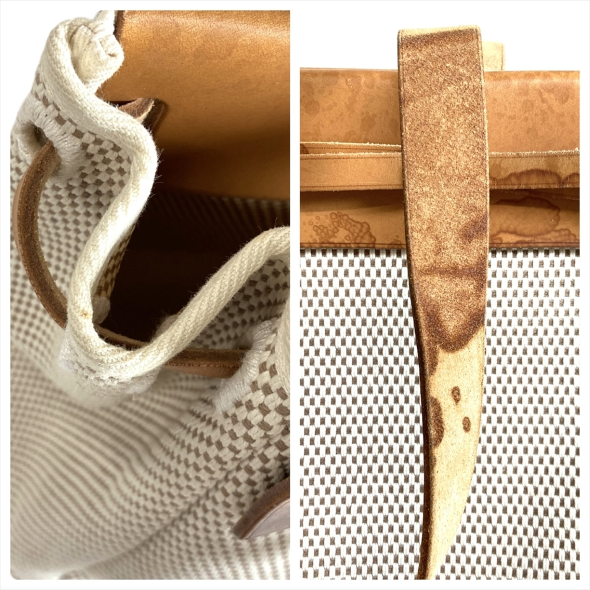 Hermes Brown Natural Toile H Leather Tote Bag (Pre-Owned)