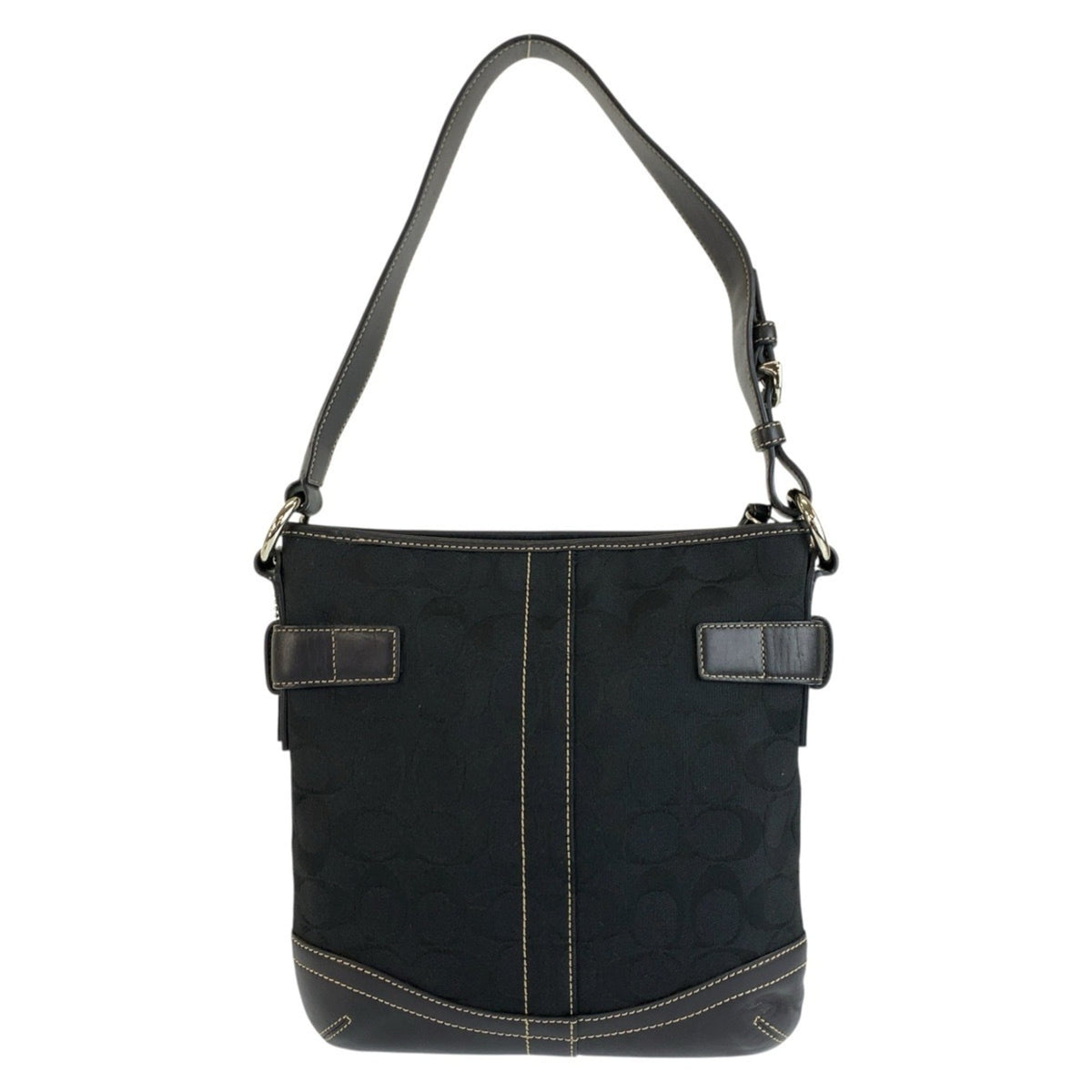 Coach Black Canvas Leather Shoulder Bag (Pre-Owned)