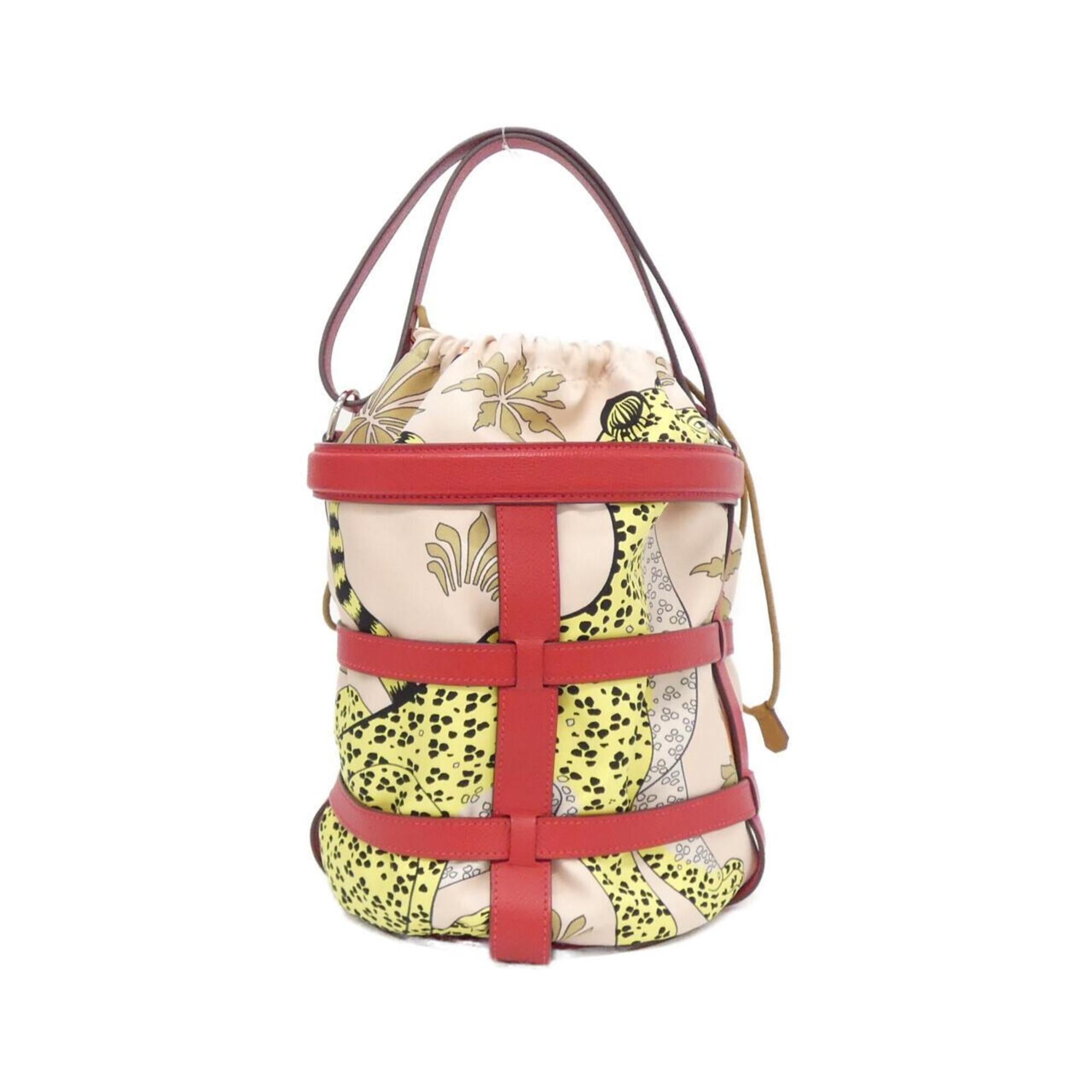 Hermes Red Color Rose Eglantine Rouge Casaque Epsom Leather Silk Shoulder Bag (Pre-Owned)