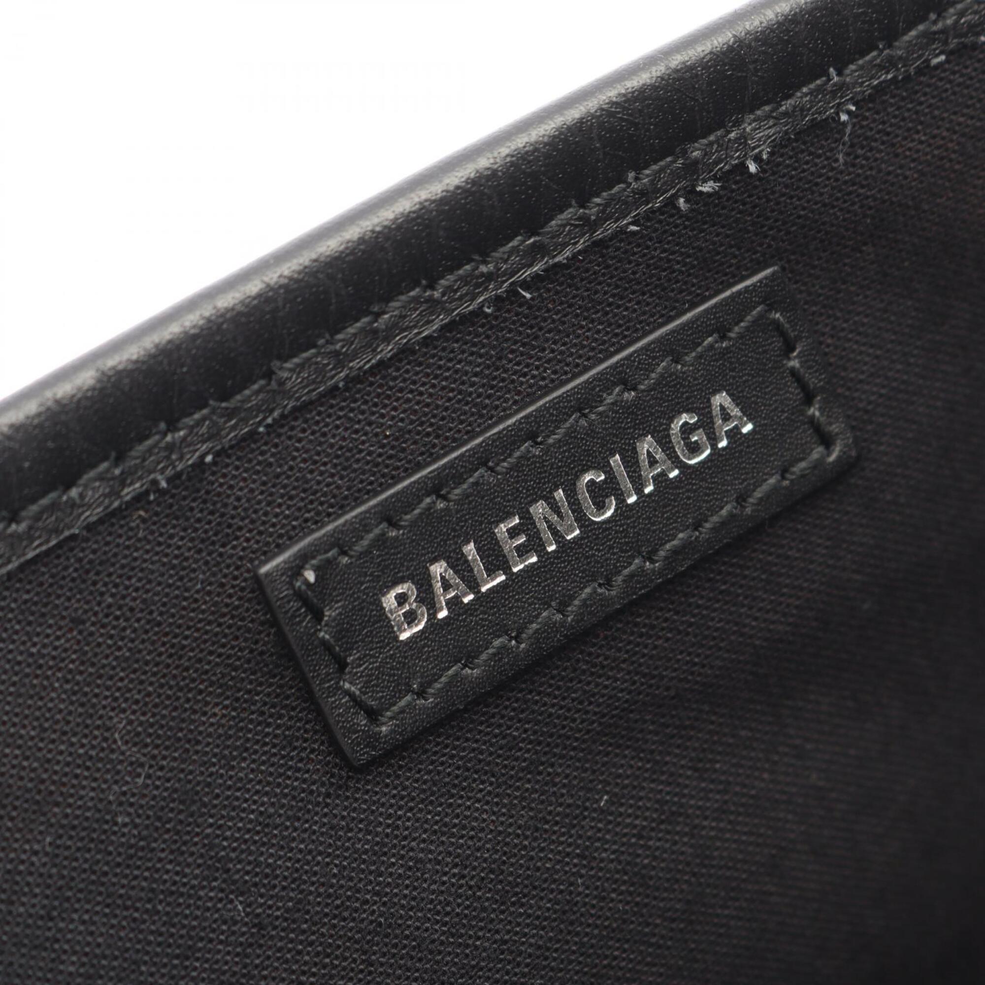 Balenciaga Black Ivory Canvas Leather Handbag Tote Bag (Pre-Owned)