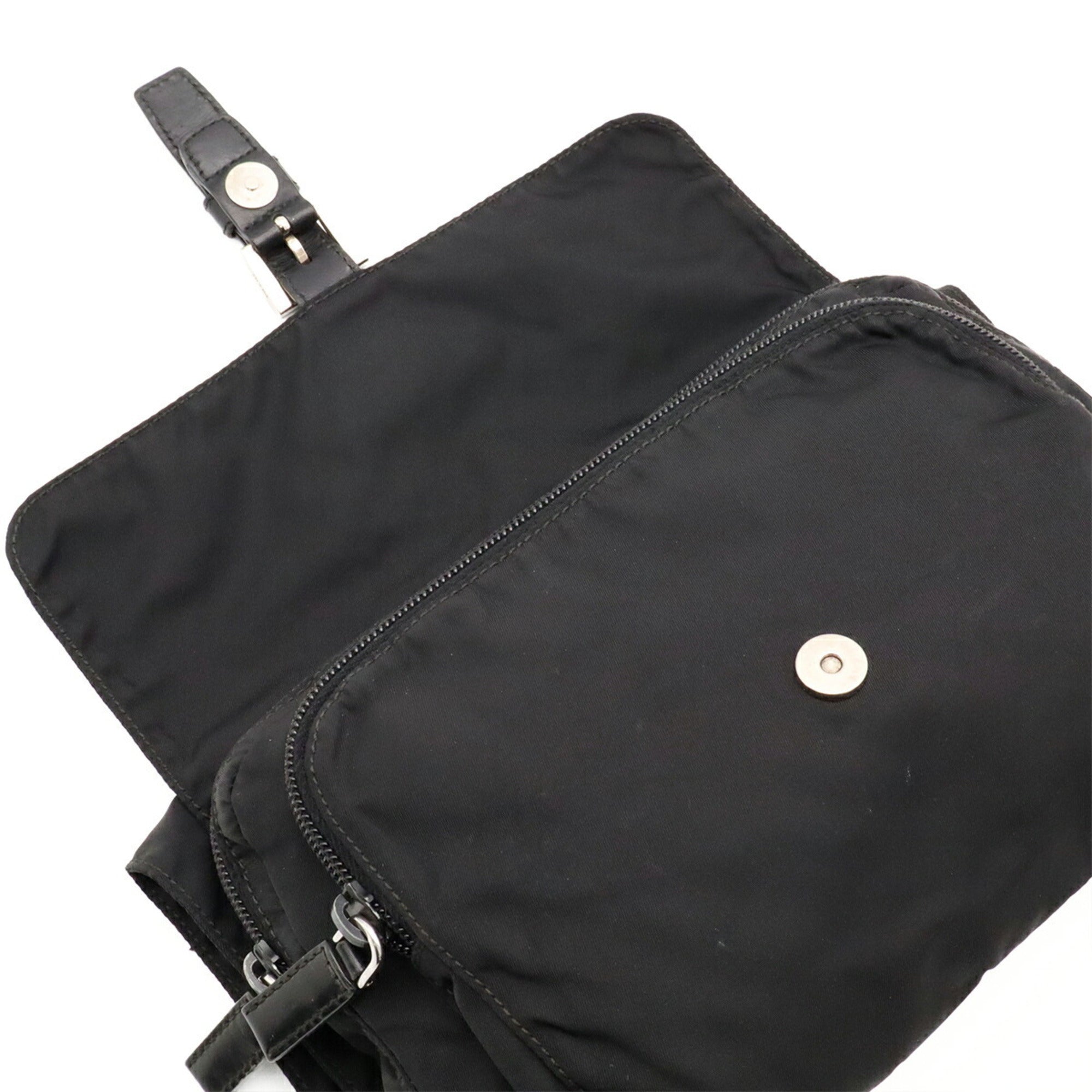 Prada Black Nero Nylon Leather Pochette Shoulder Bag (Pre-Owned)