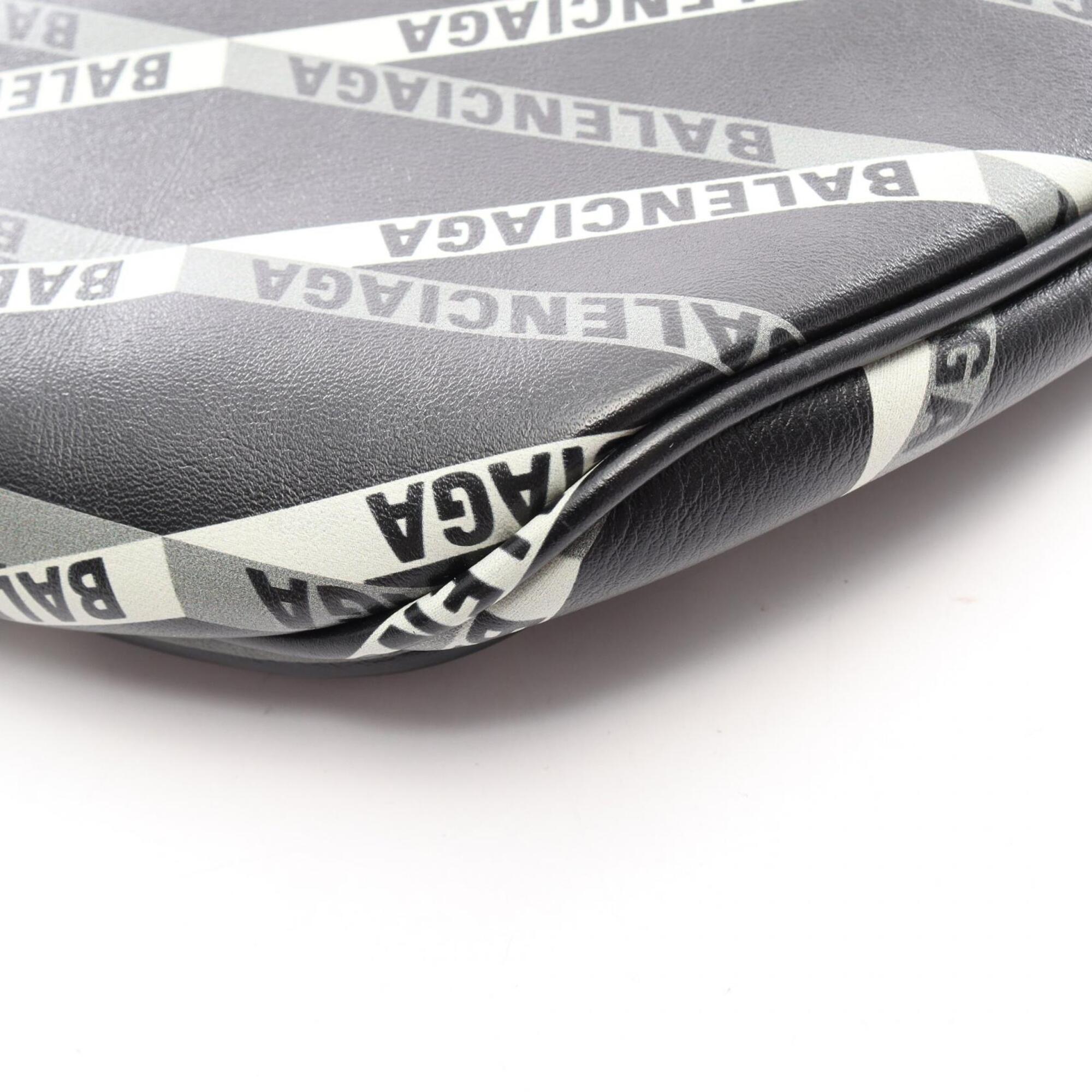 Balenciaga Black Gray White Leather Fanny Pack (Pre-Owned)