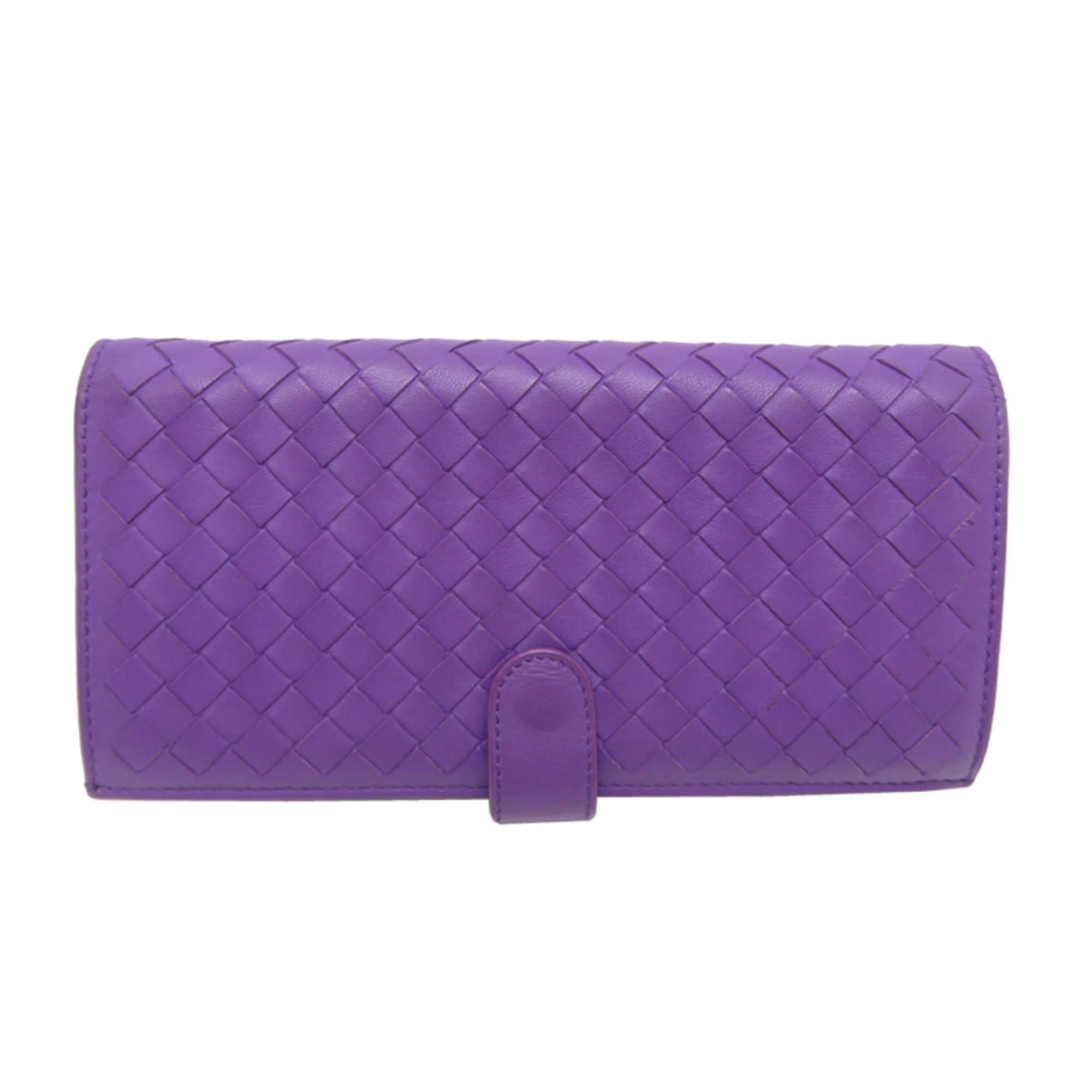 Bottega Veneta Purple Leather Long Wallet (Bi-Fold) (Pre-Owned)