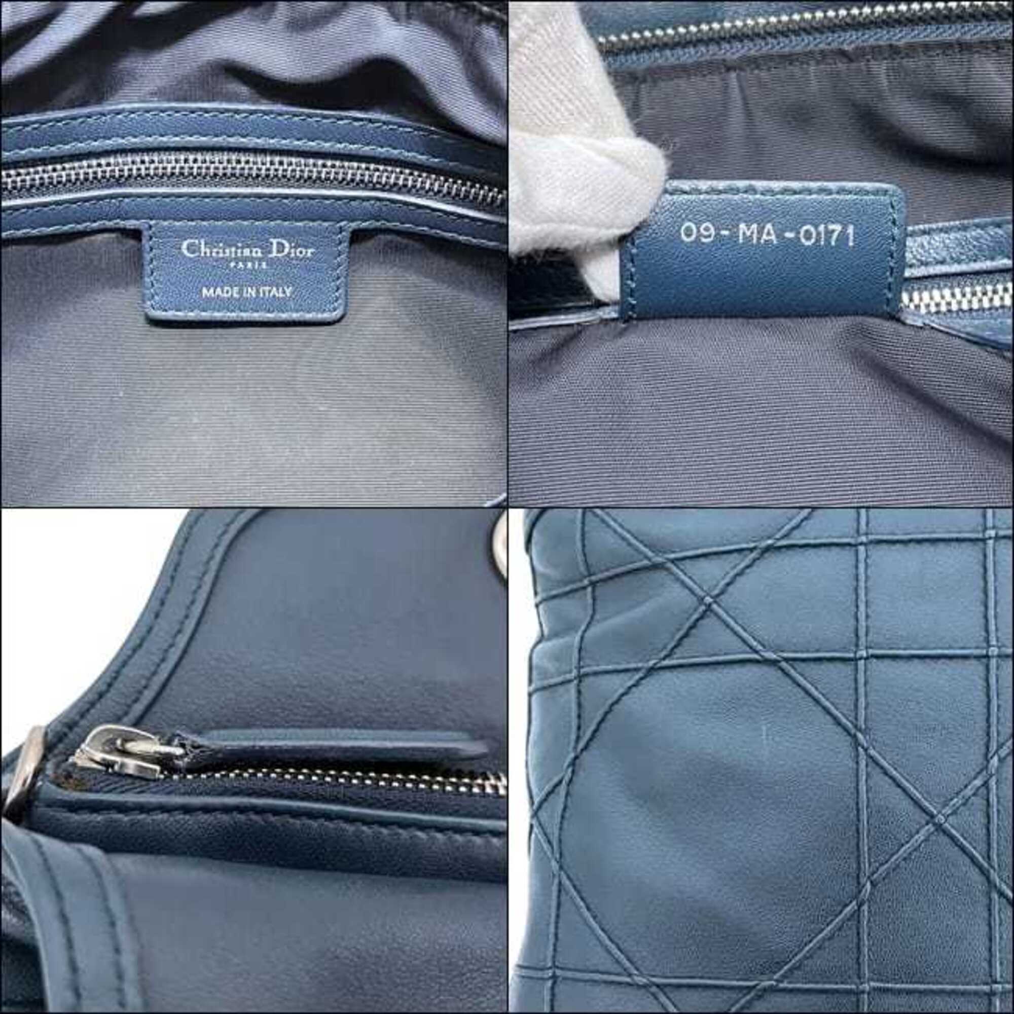 Christian Dior Green Blue Green Leather Handbag Tote Bag (Pre-Owned)