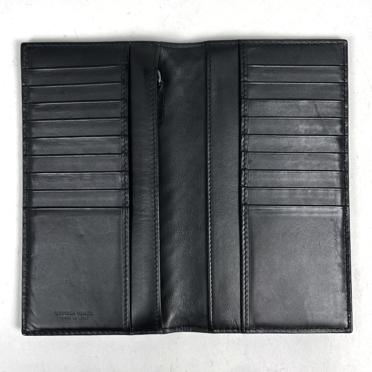 Bottega Veneta Black Intrecciato Long Wallet (Bi-Fold) (Pre-Owned)