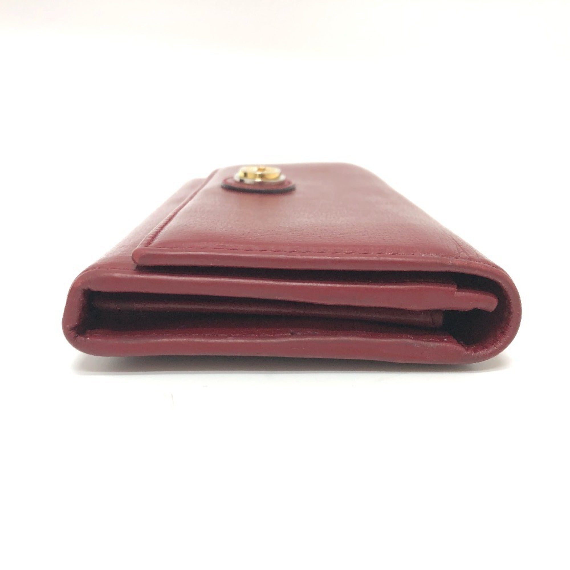 Gucci Red Color Leather Long Wallet (Bi-Fold) (Pre-Owned)